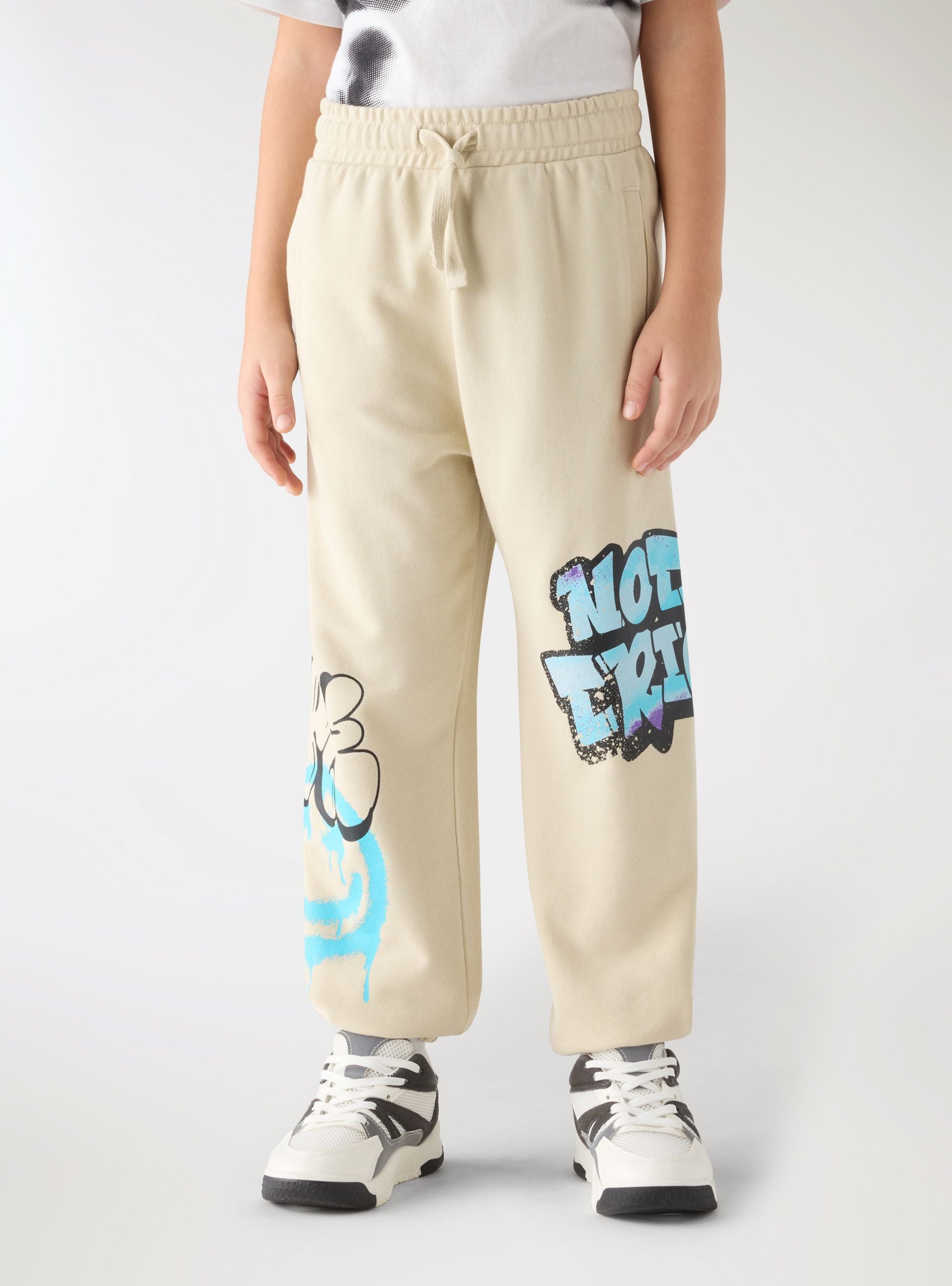 Pantaloni tuta con stampa graffiti Bianco perla