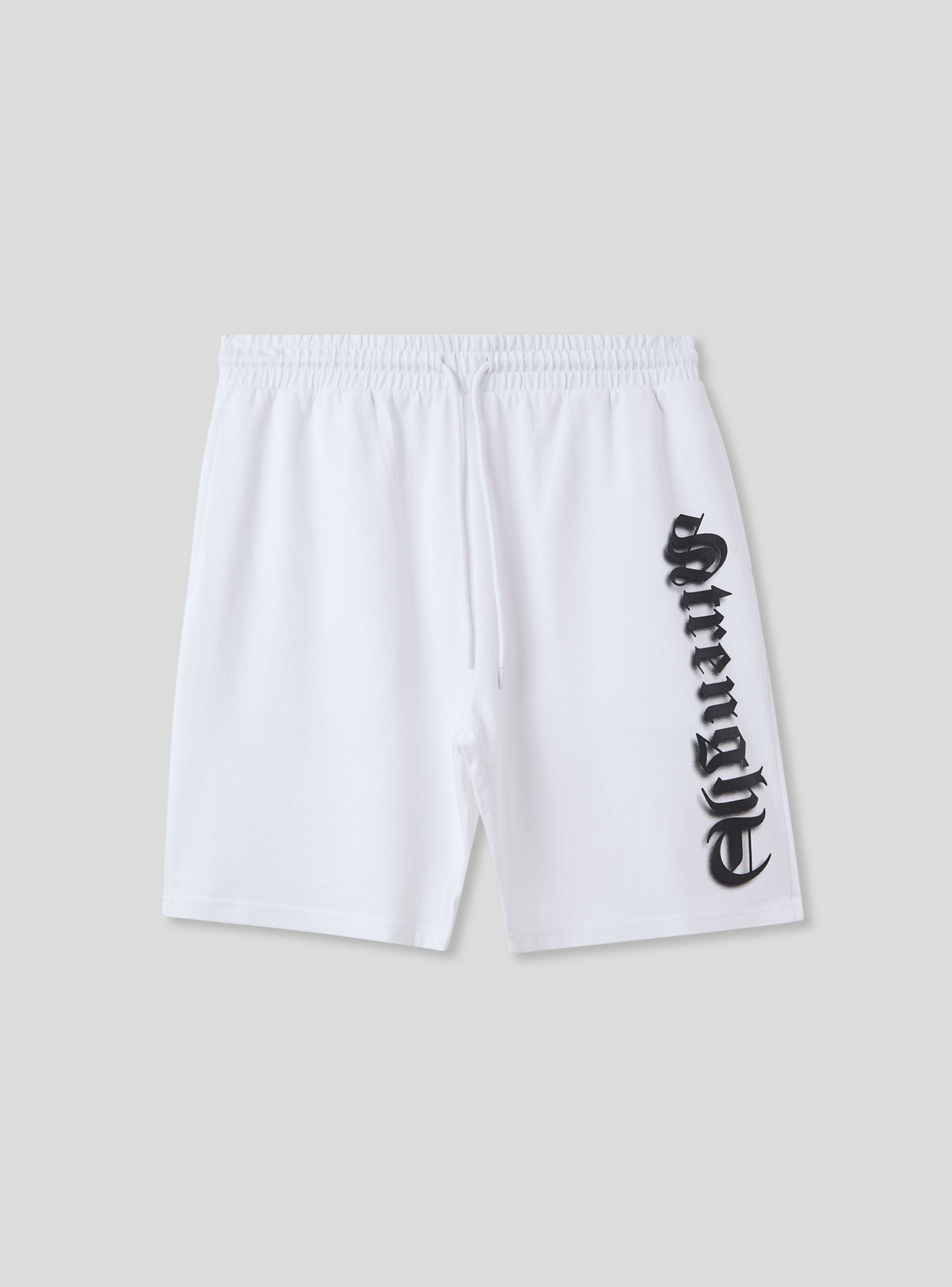Bermuda tuta con scritta in stile gotico Bianco ottico