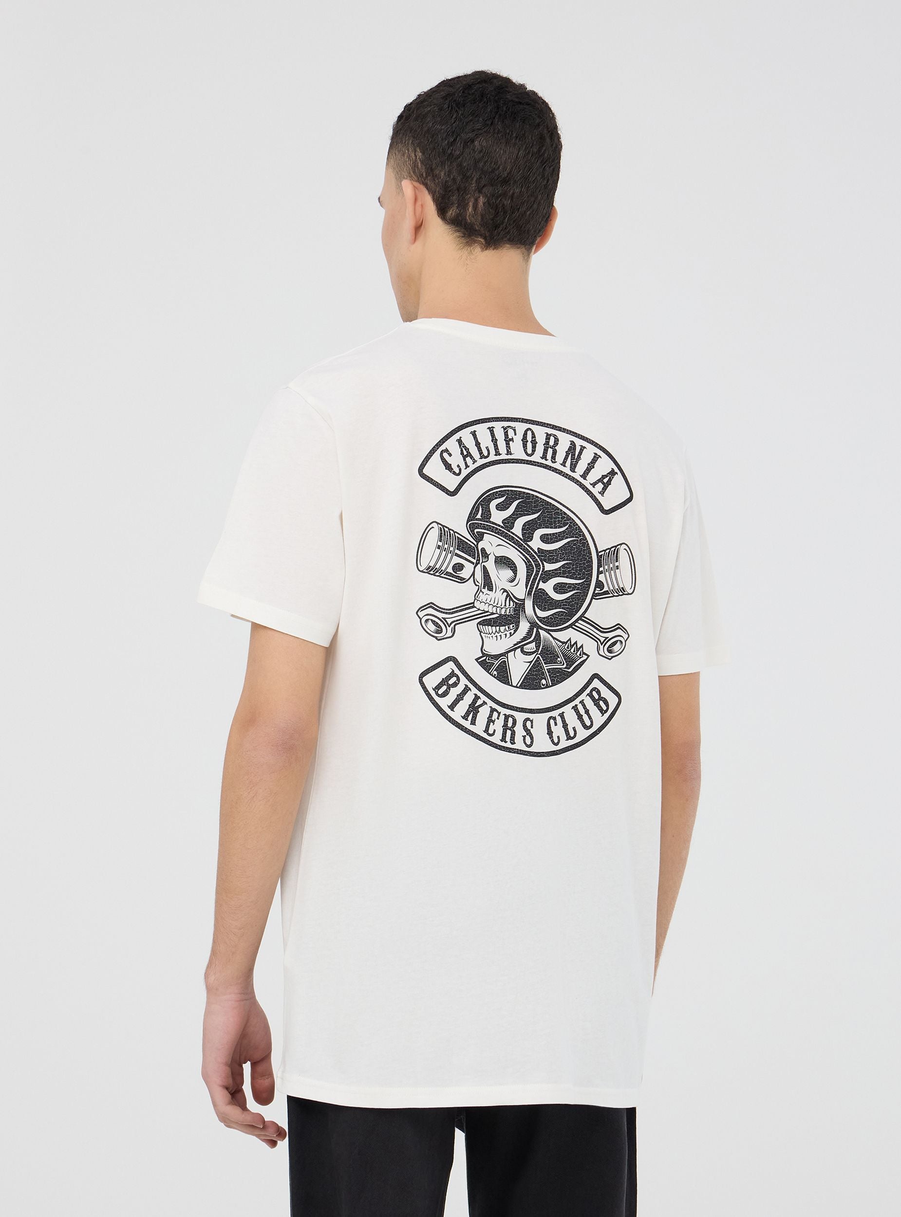 T-shirt con scritte e stampa teschio Bianco lana uomo