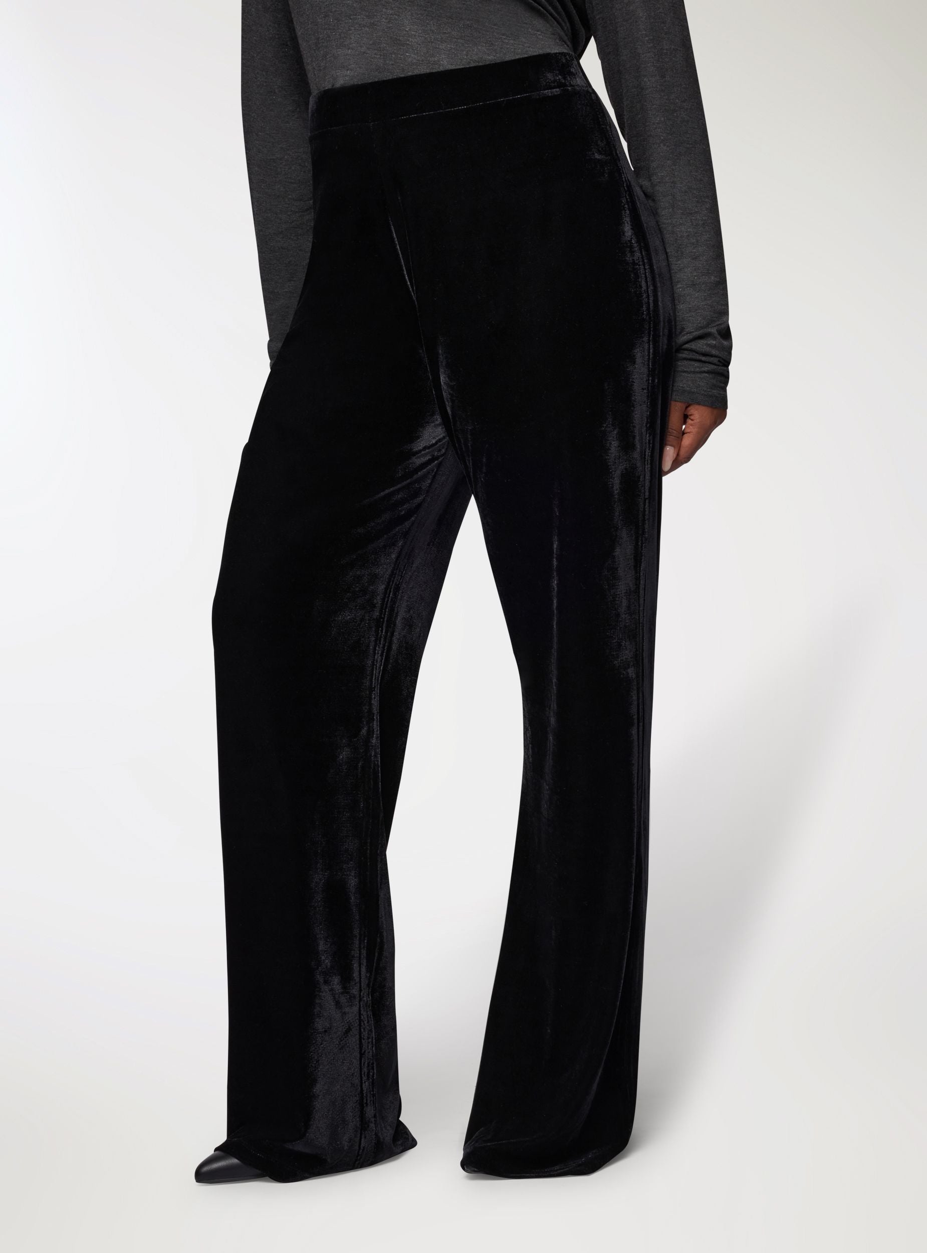 Pantaloni zampa in effetto velluto