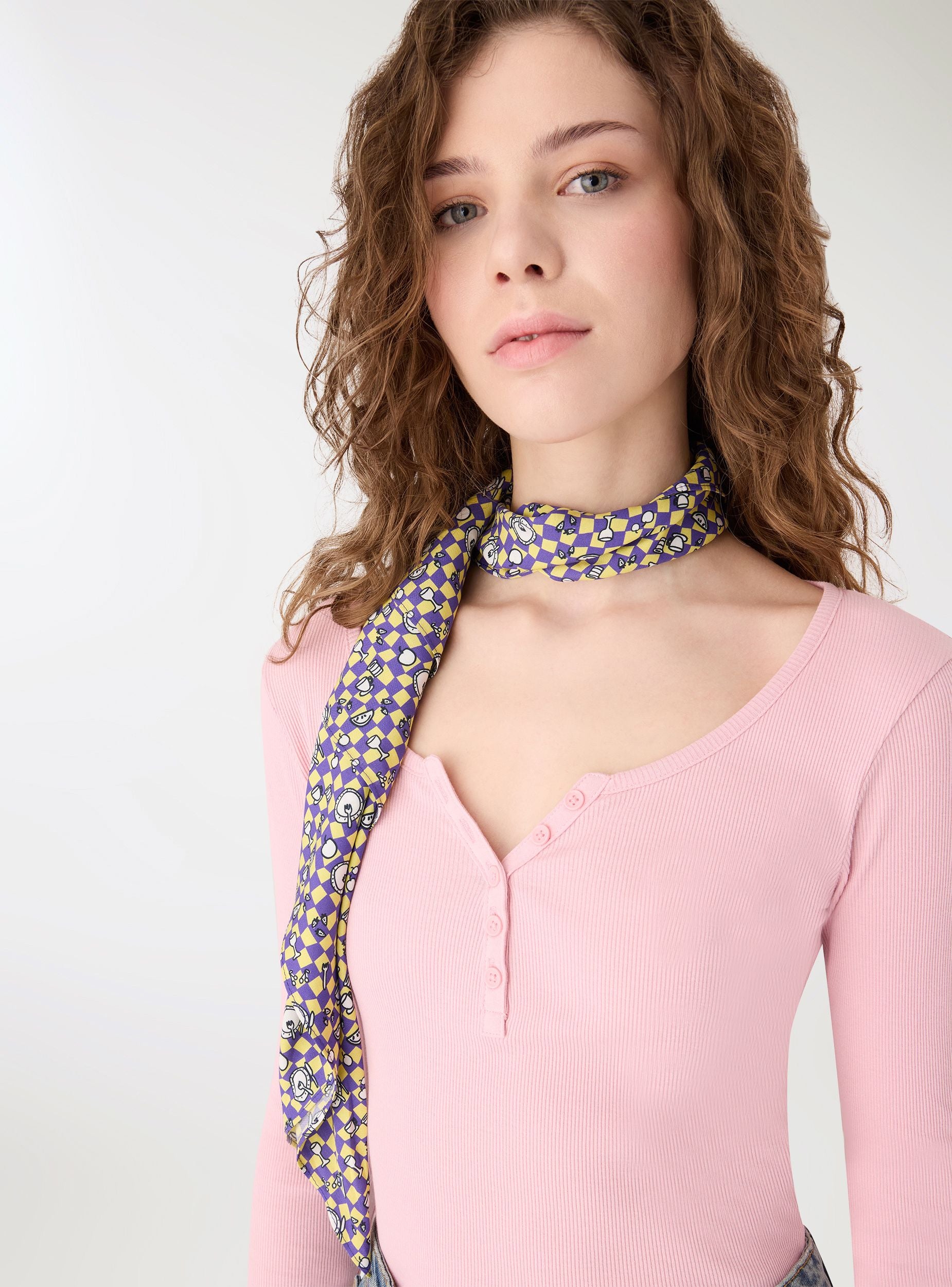 Foulard con stampa picnic Var giallo