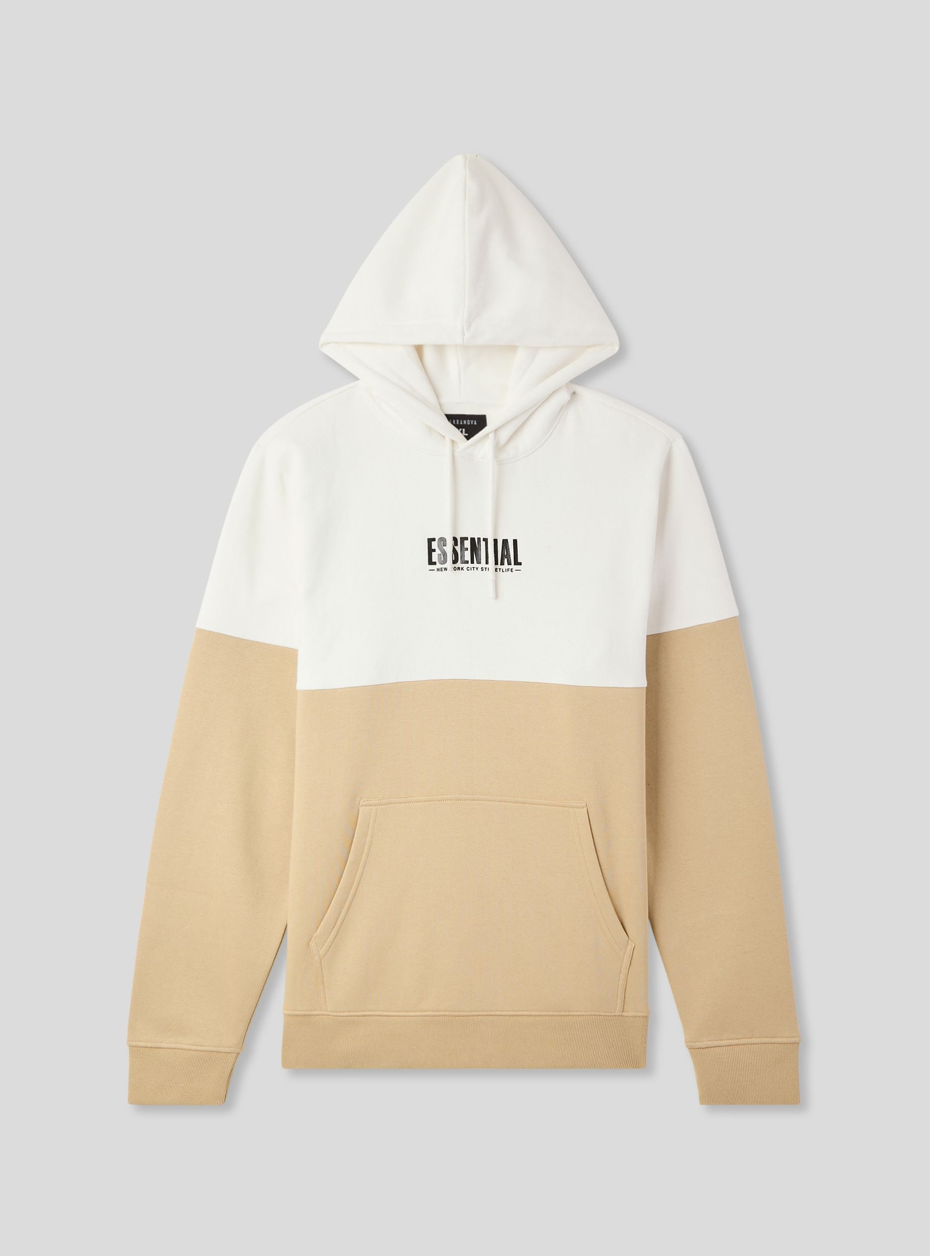 Felpa block color con cappuccio e tasca Var sabbia