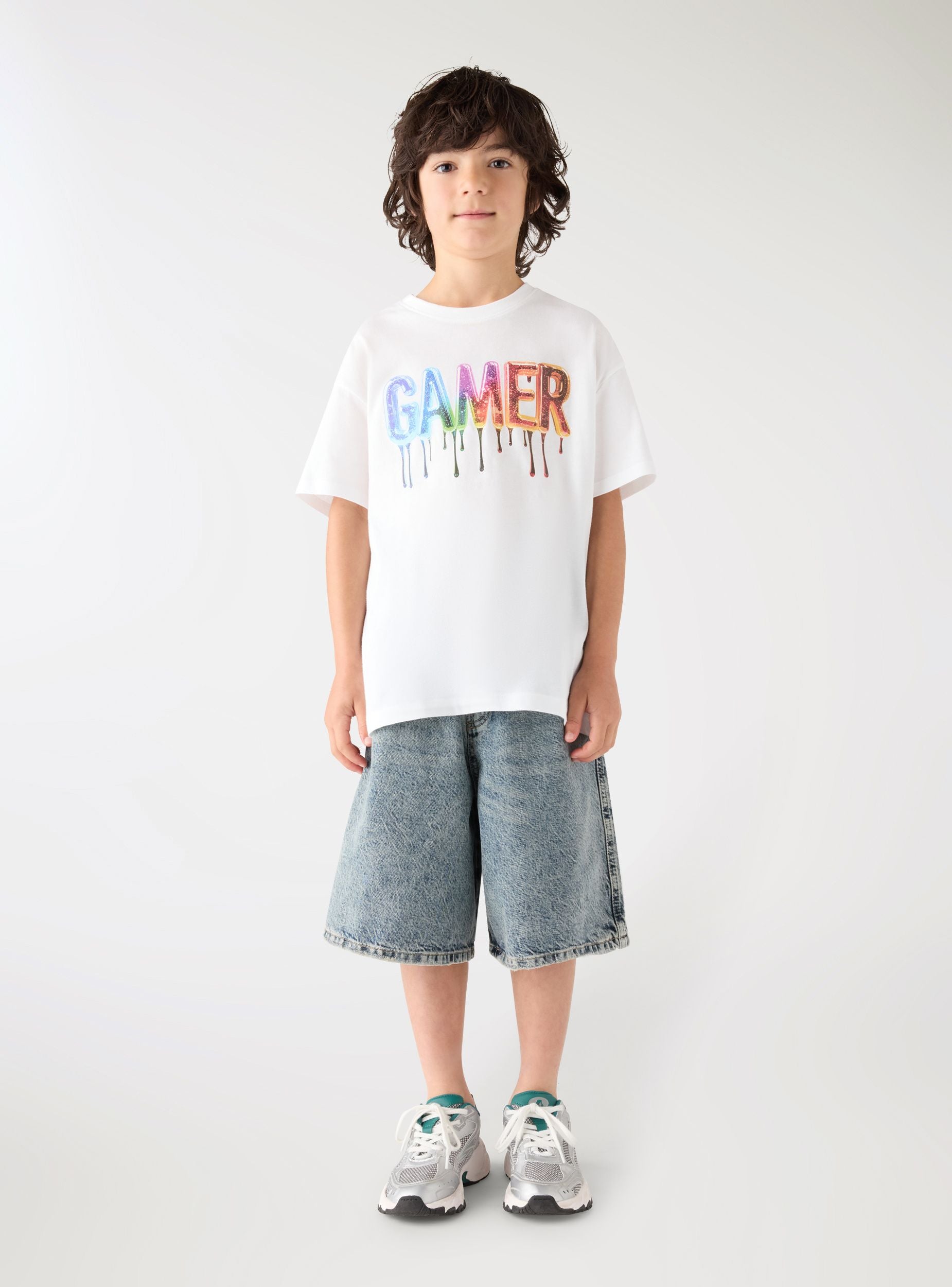 T-shirt con stampa gamer Bianco ottico uomo