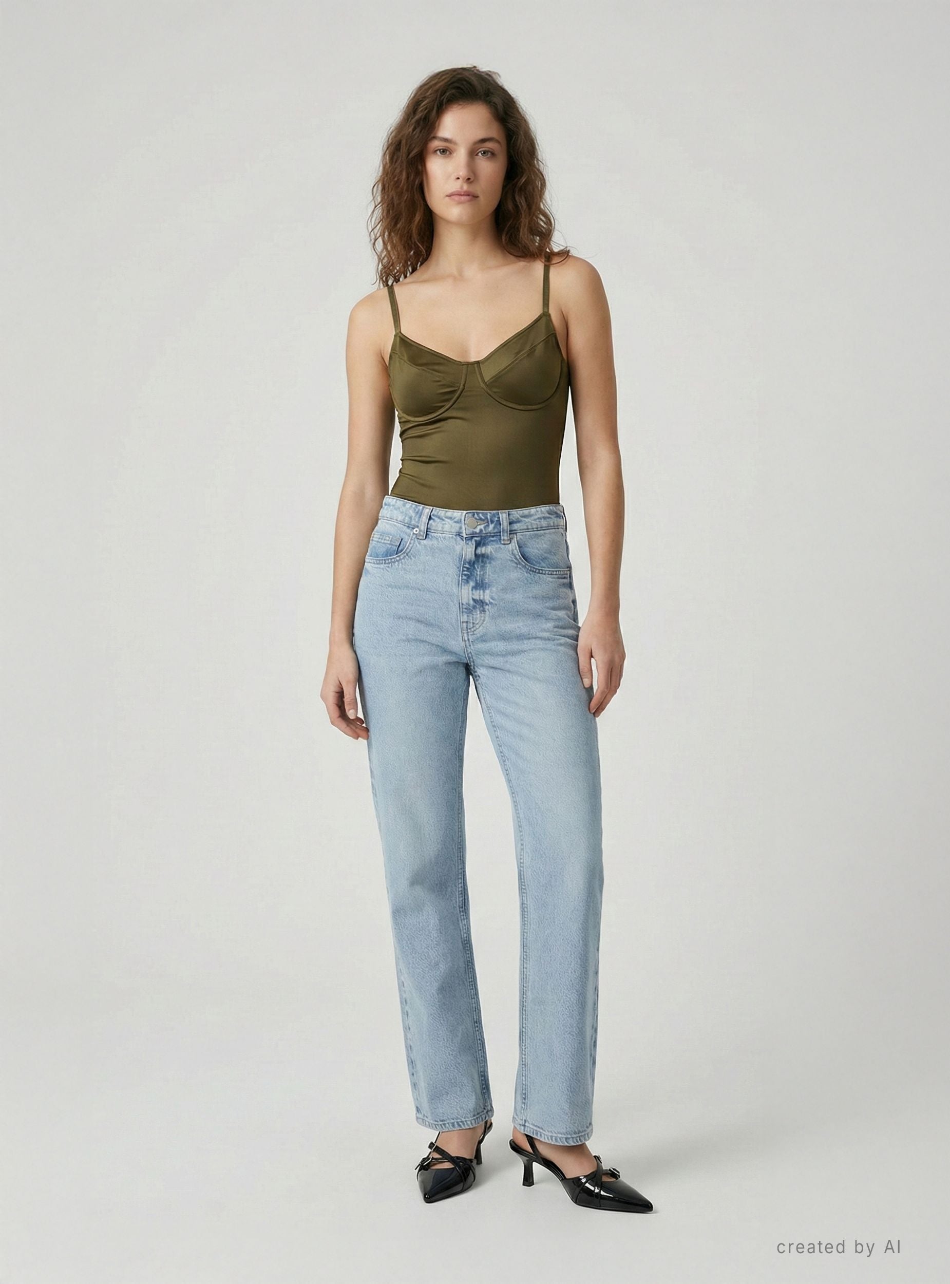 Jeans bootcut a tinta unita Blu denim chiaro