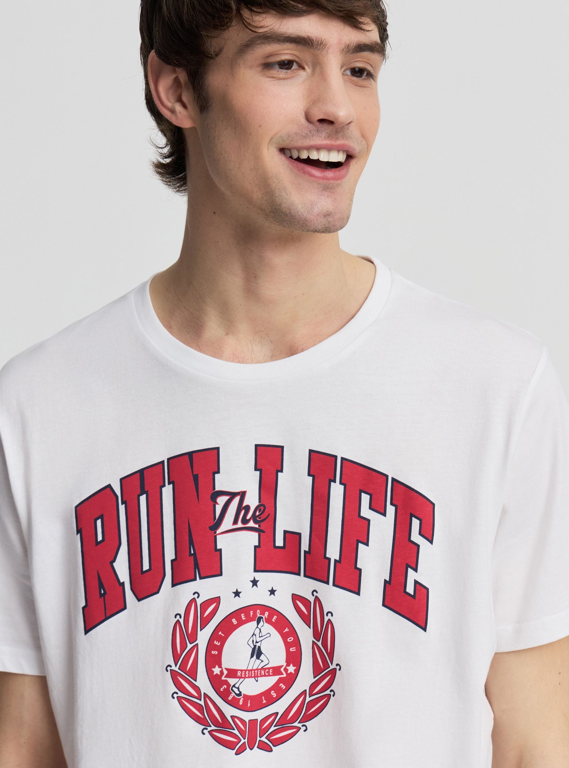 T-shirt con stampa college Bianco ottico uomo