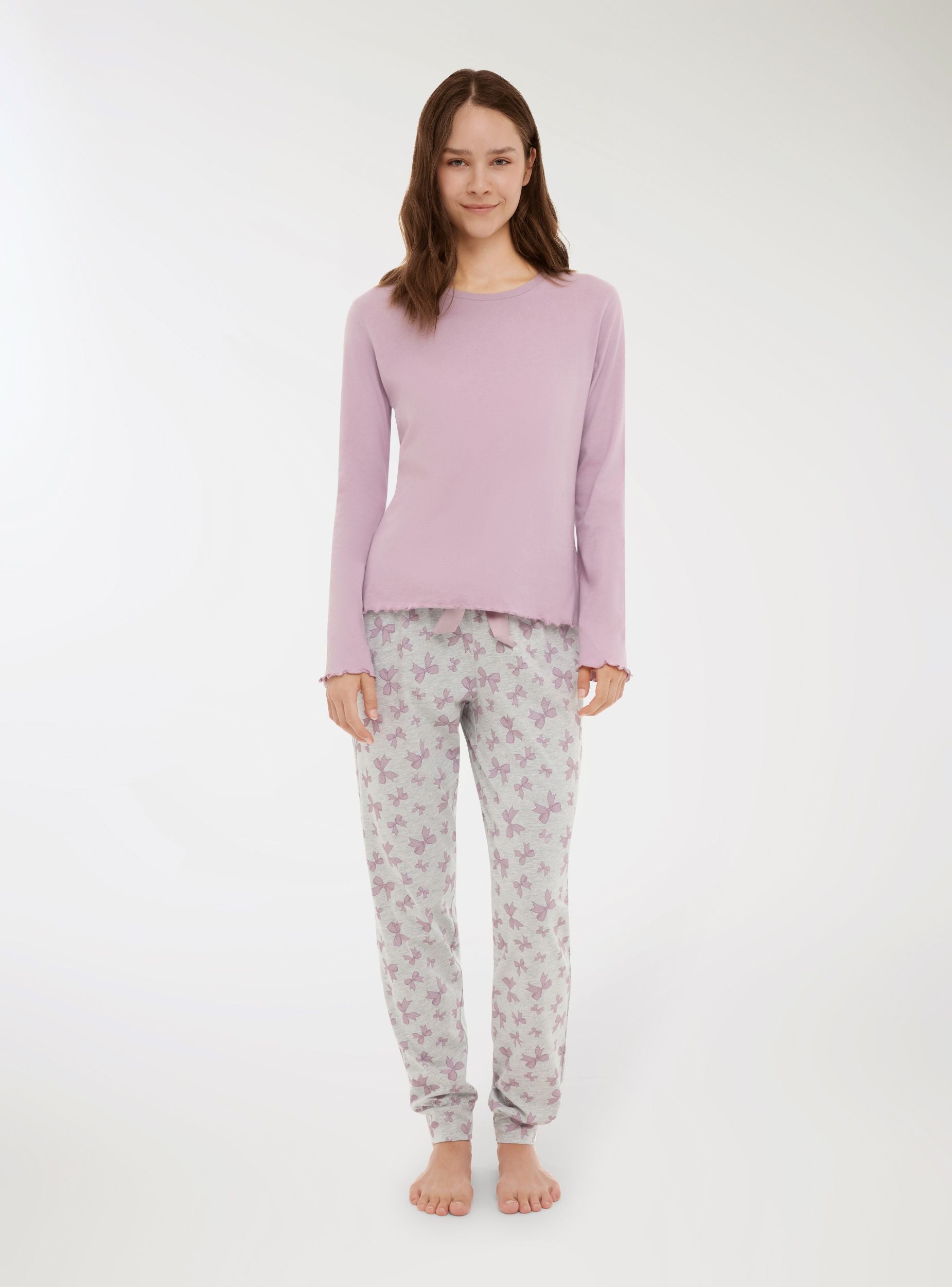 Pantaloni pigiama con fiocchi Var grigio chiaro melange