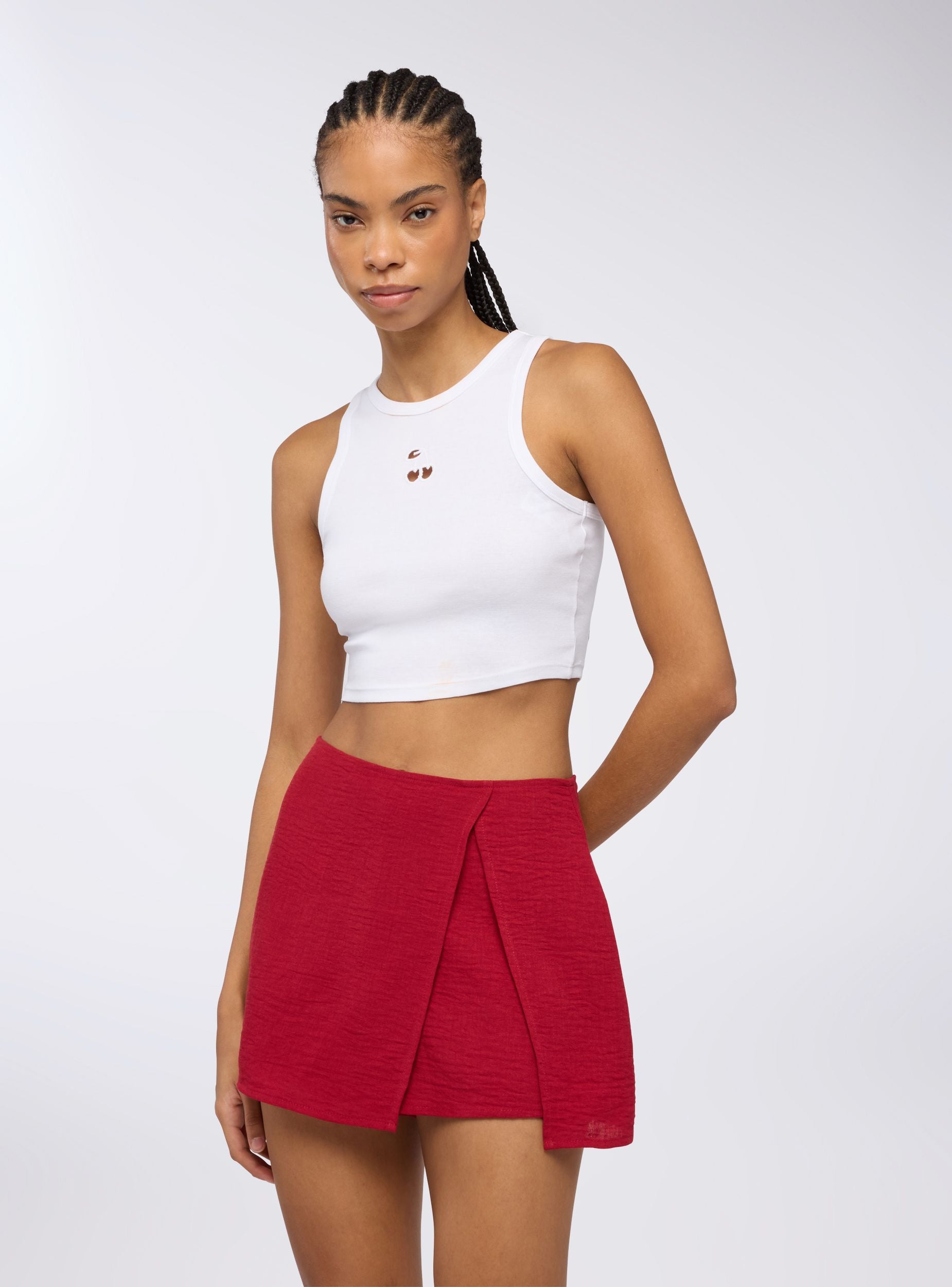 Skort tessuto leggero tinta unita Rosso scuro