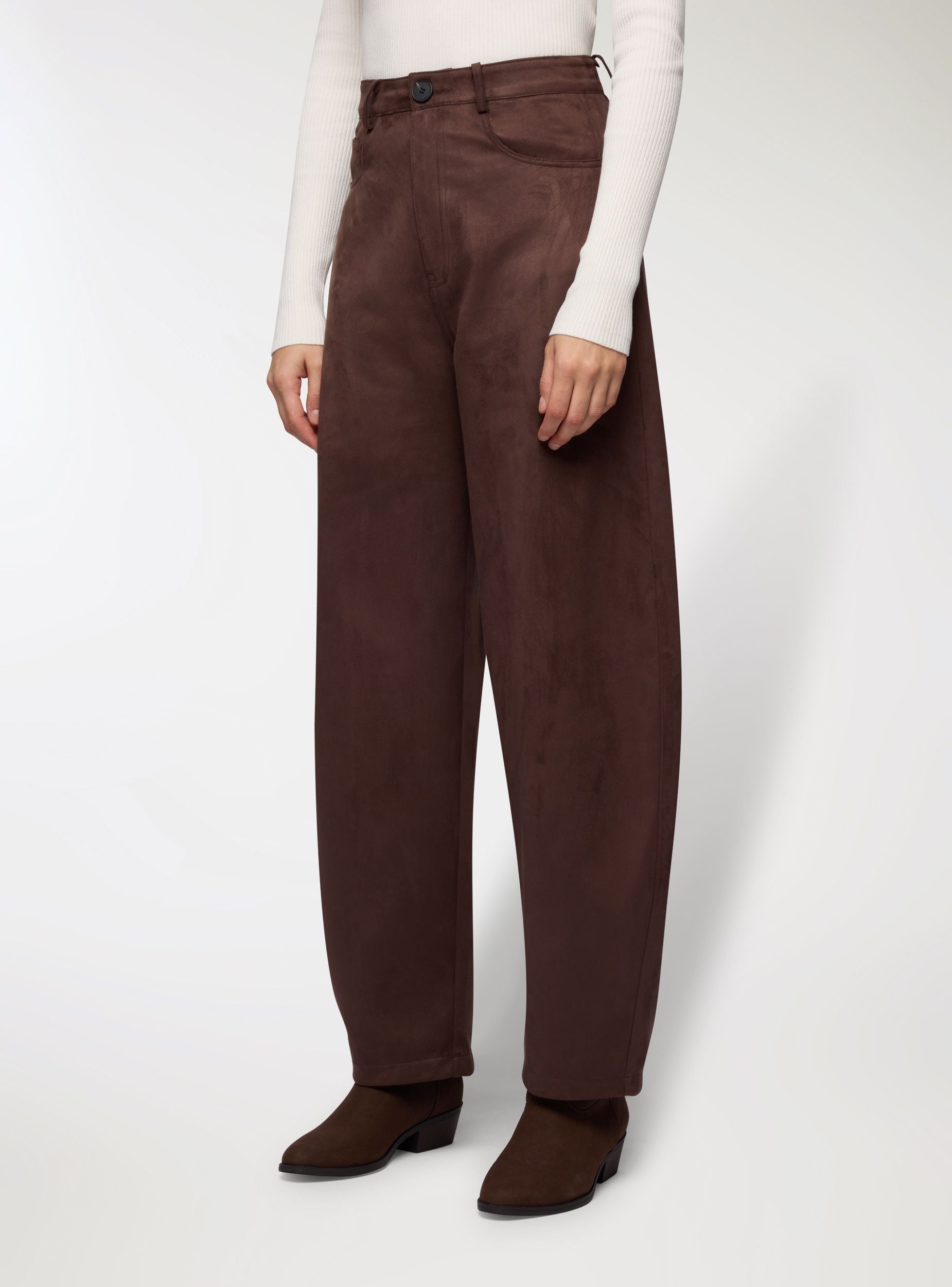 Pantaloni balloon effetto scamosciato