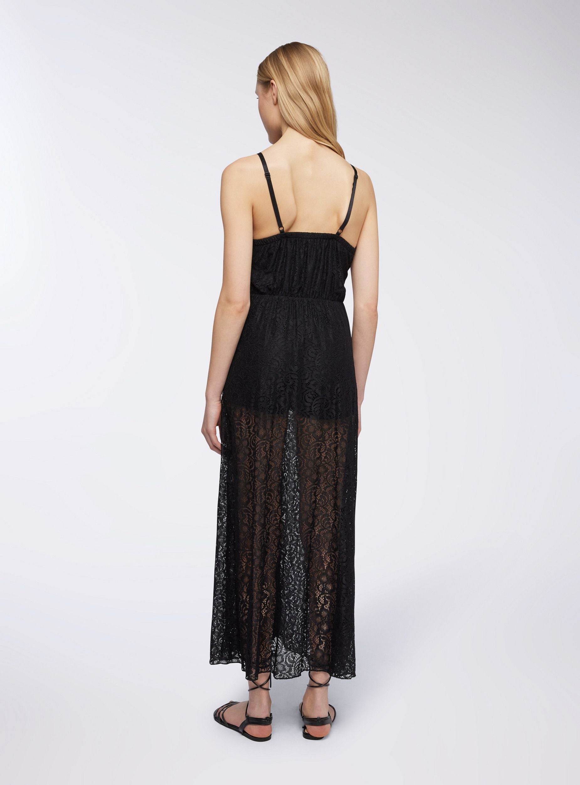 long dress shorts Long lace dress with shorts