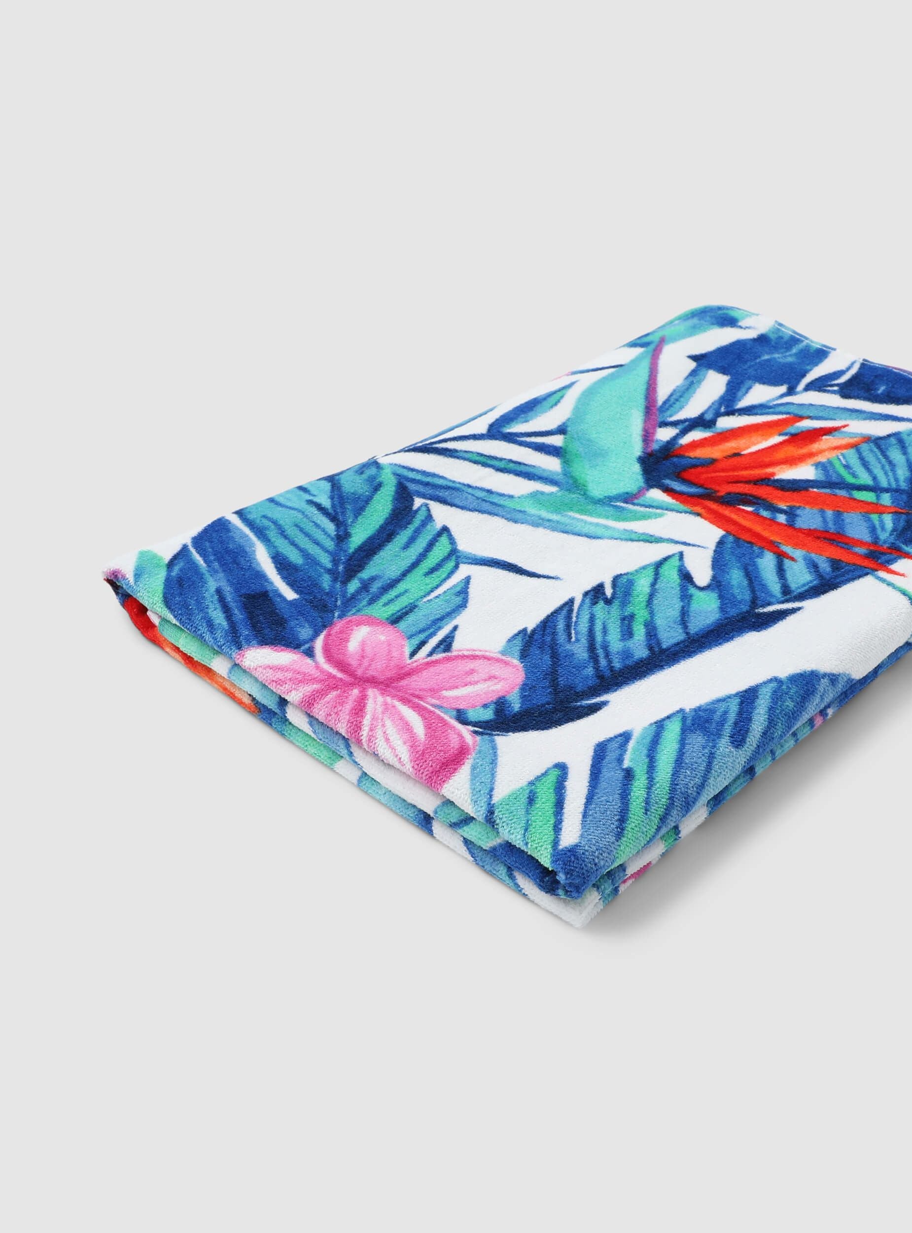 Telo mare fantasia tropical con fiori colorati Var bianco ottico accessori