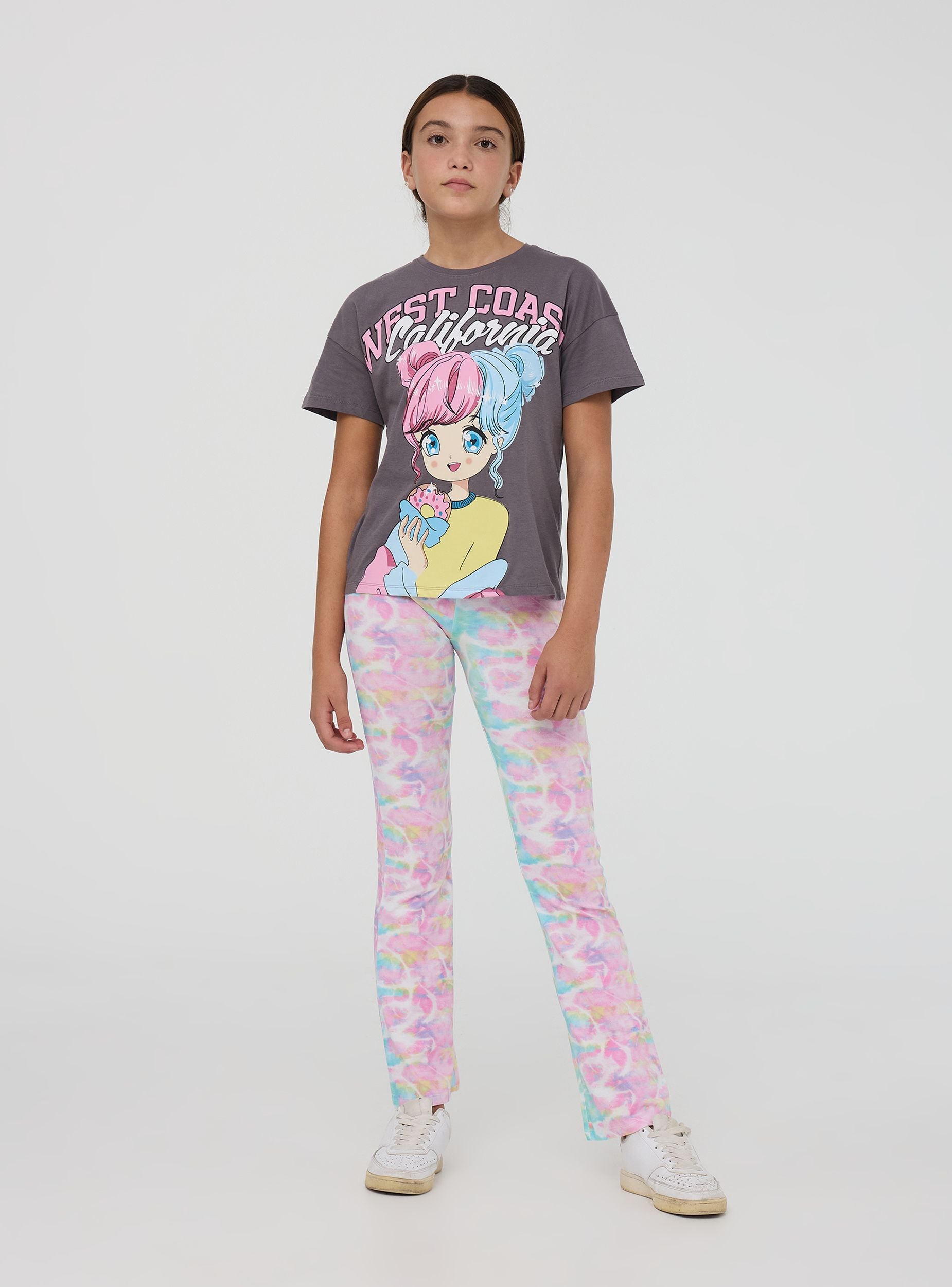 T-shirt stampa manga donna