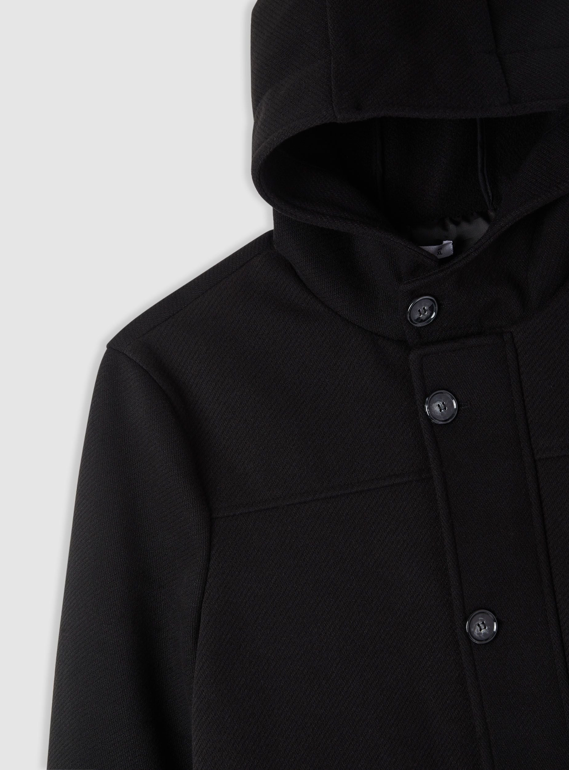 Cappotto con cappuccio tinta unita