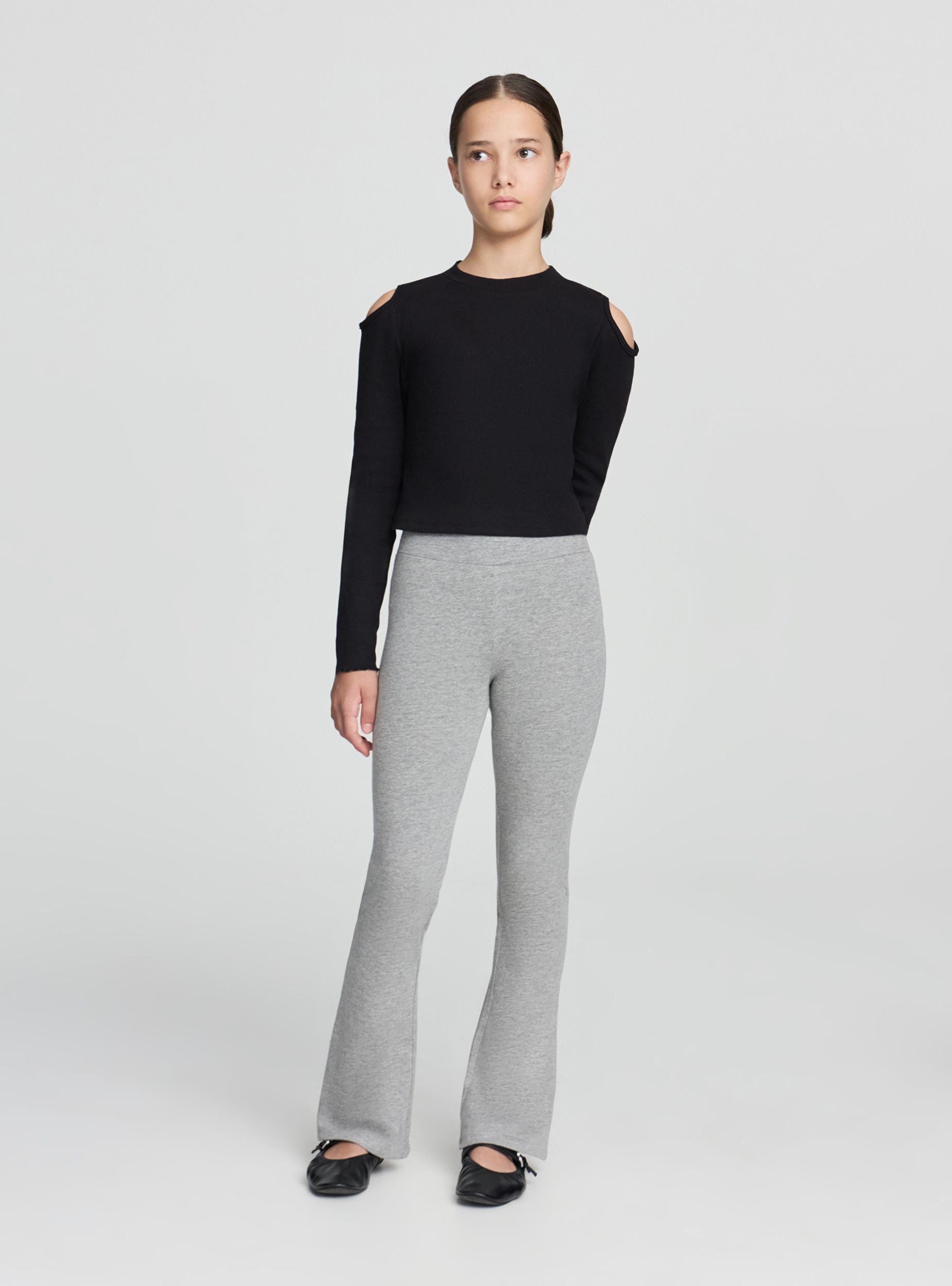 Leggings lunghi a zampa Grigio medio melange
