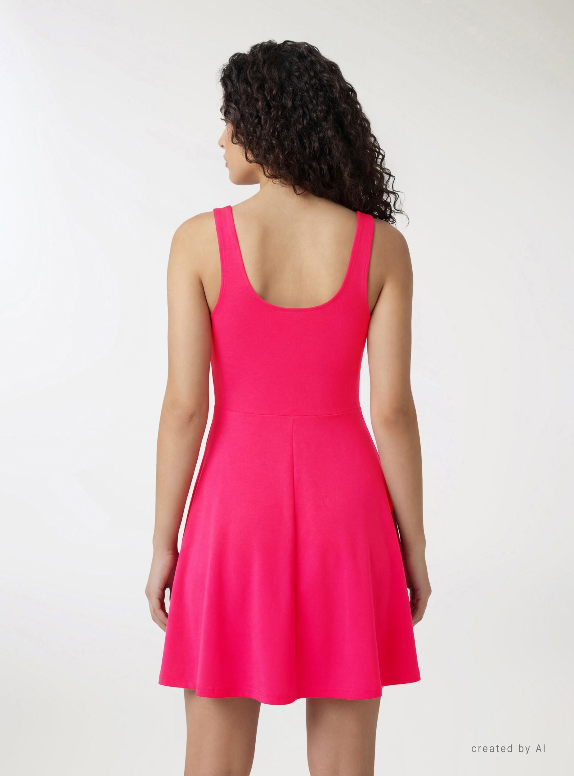Vestito skater con scollo quadrato donna