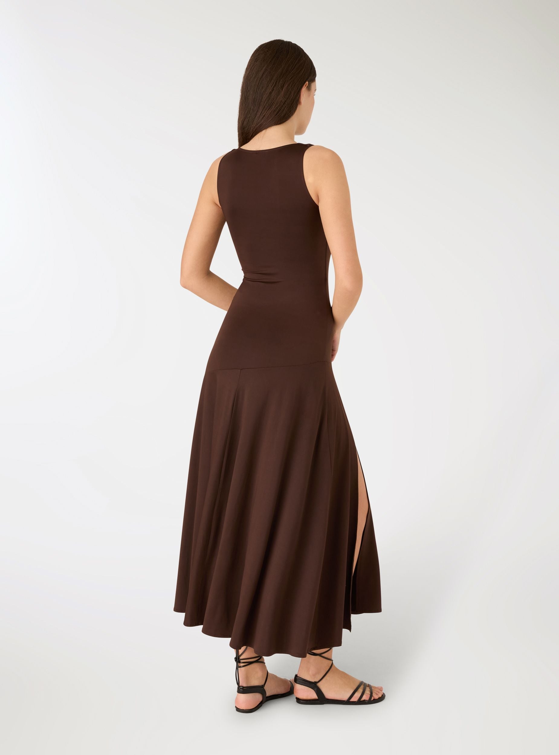 Solid colour flared long dress - Terranova Solid colour flared long dress - Terranova
