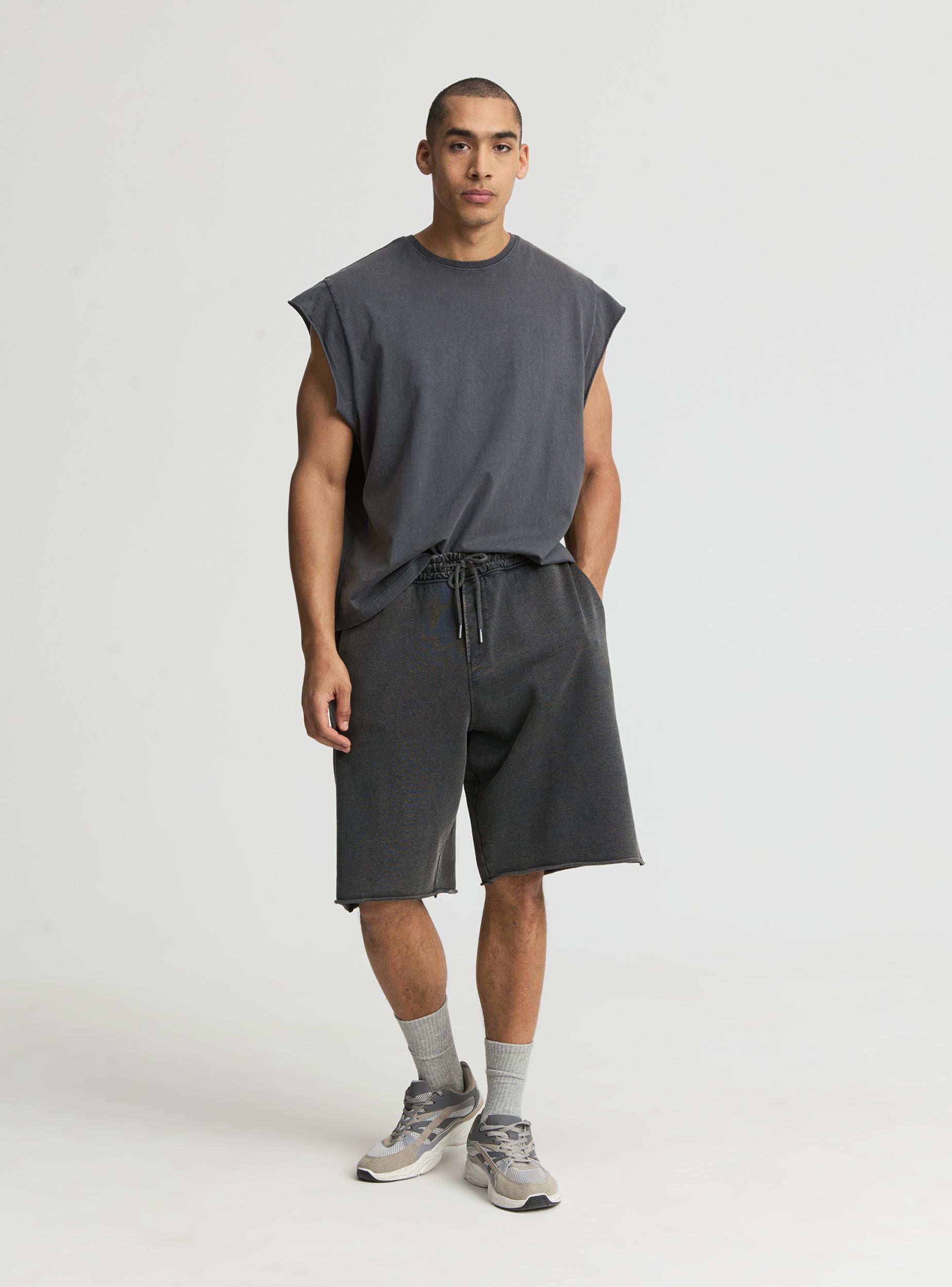 T-shirt boxy a tinta unita con maniche ad aletta