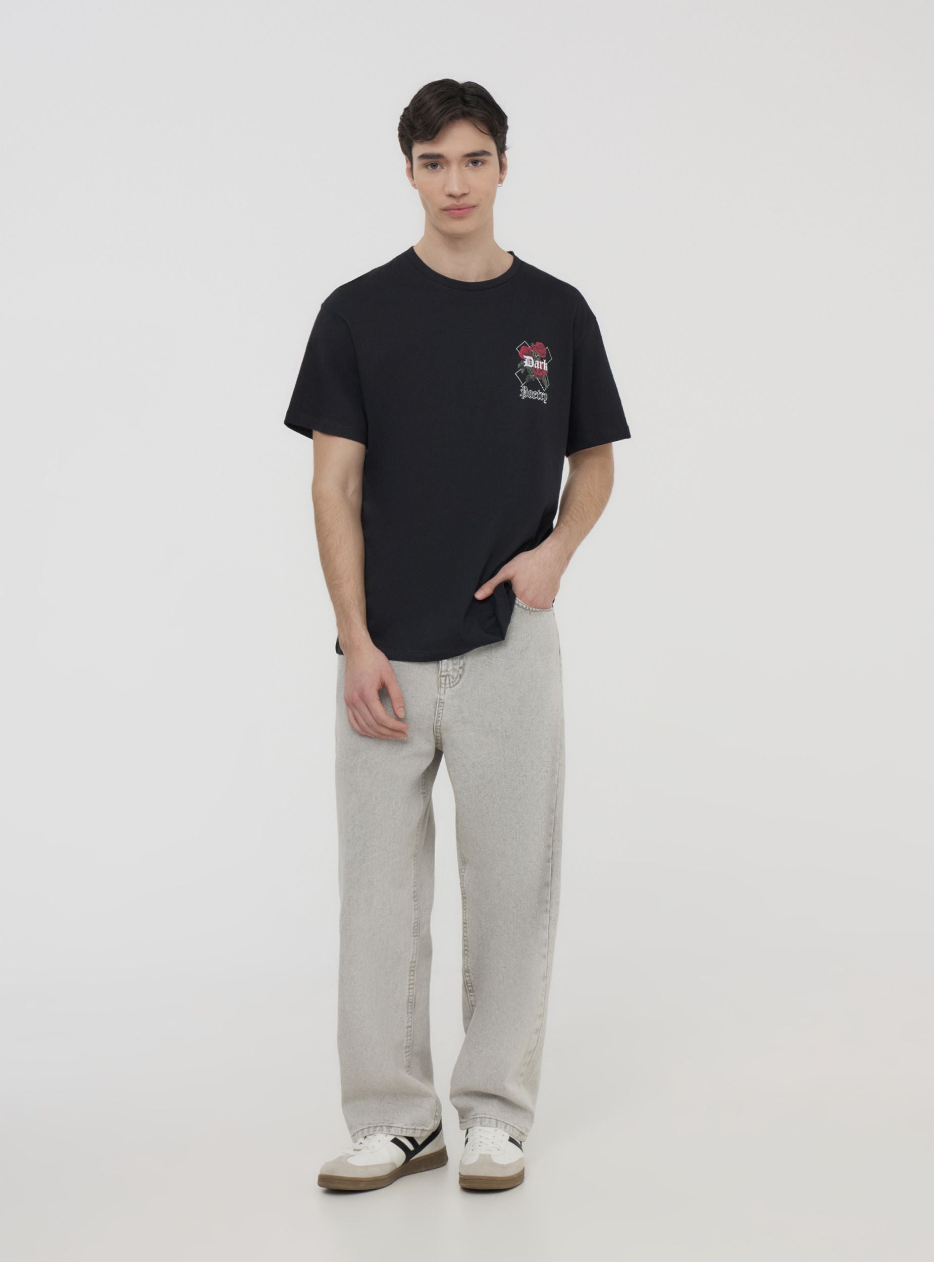 T-shirt stampa rose fronte/retro uomo