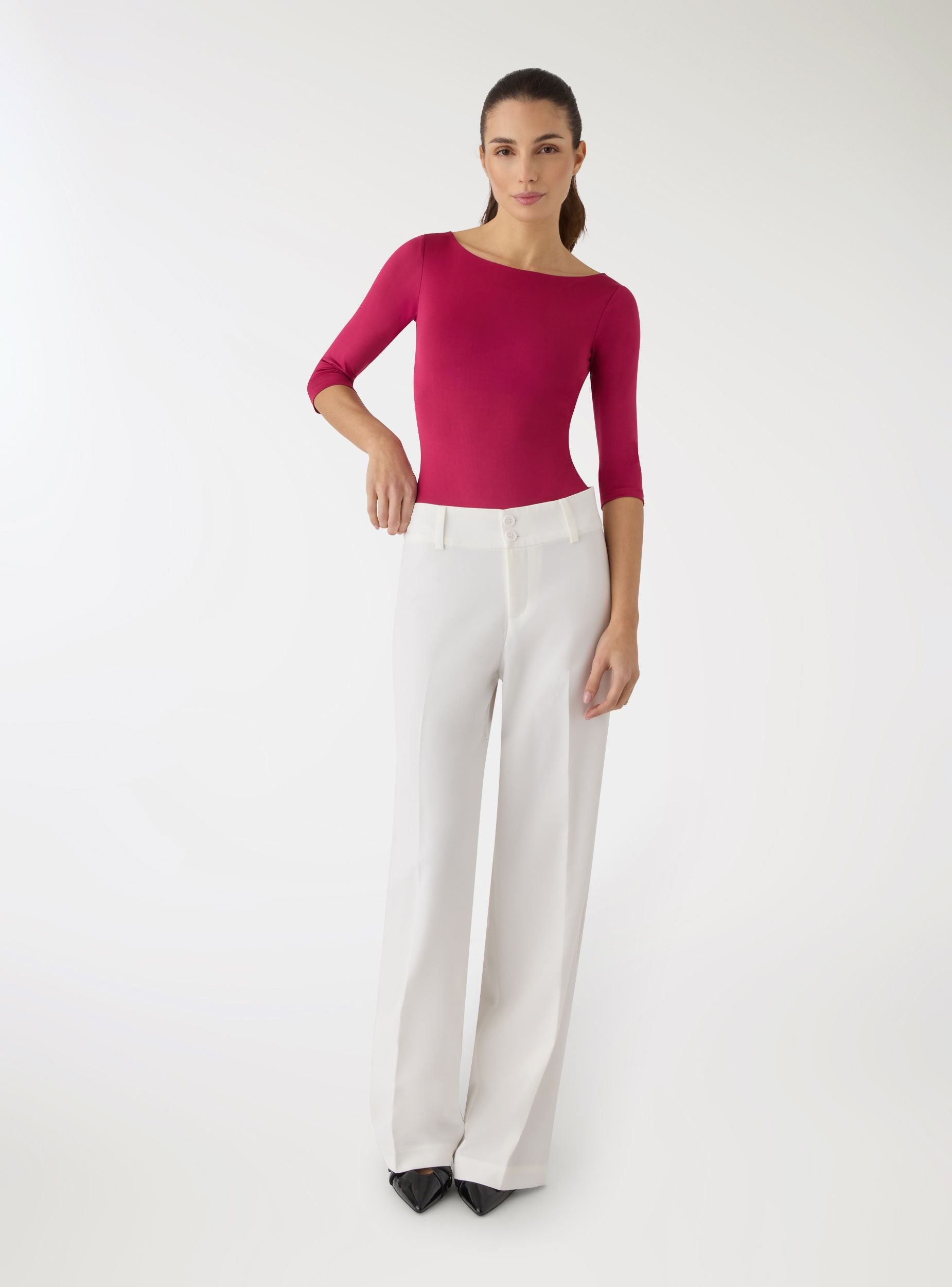 Pantaloni wide leg a tinta unita Bianco lana