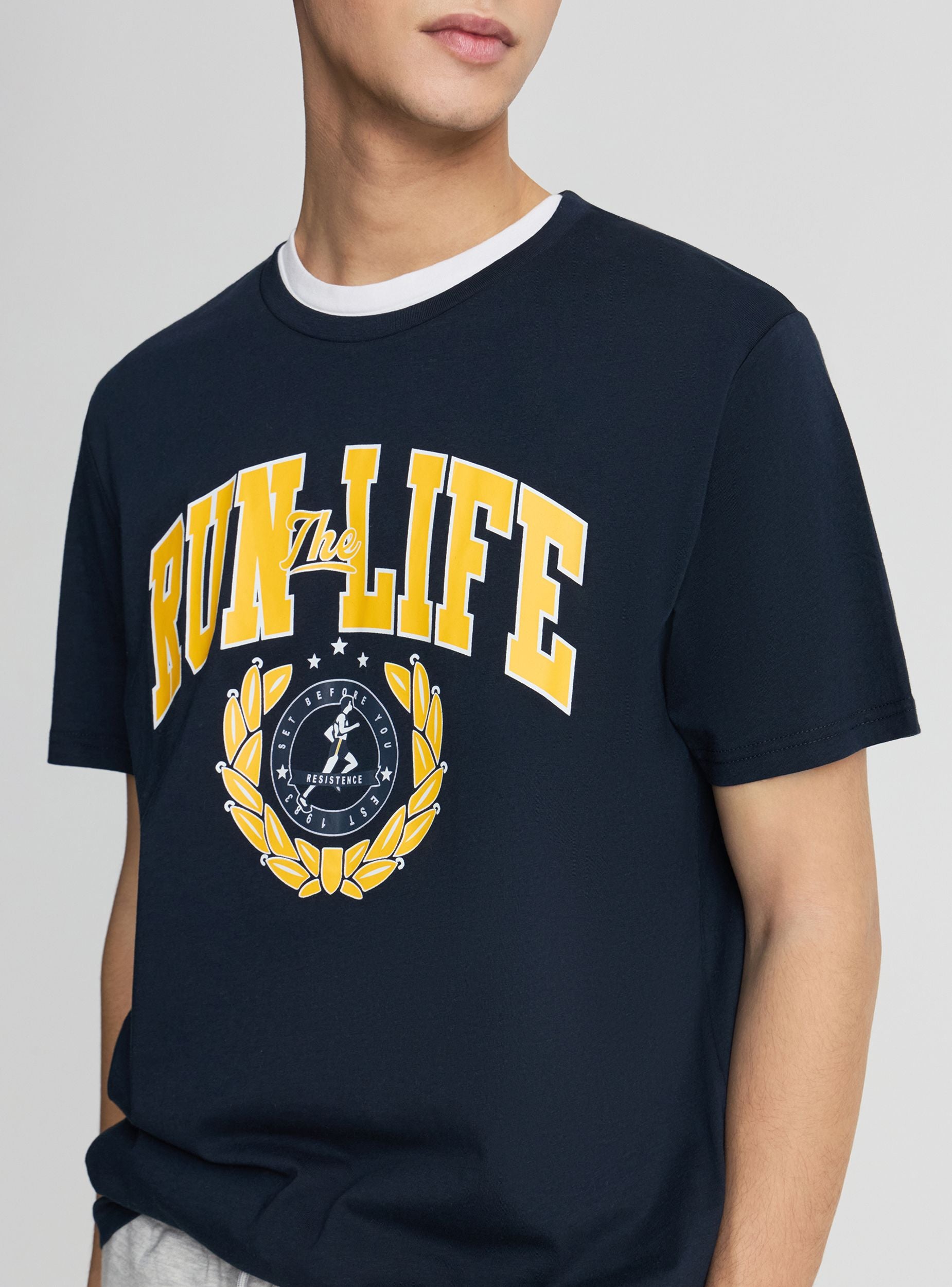 T-shirt con stampa college Blu navy uomo