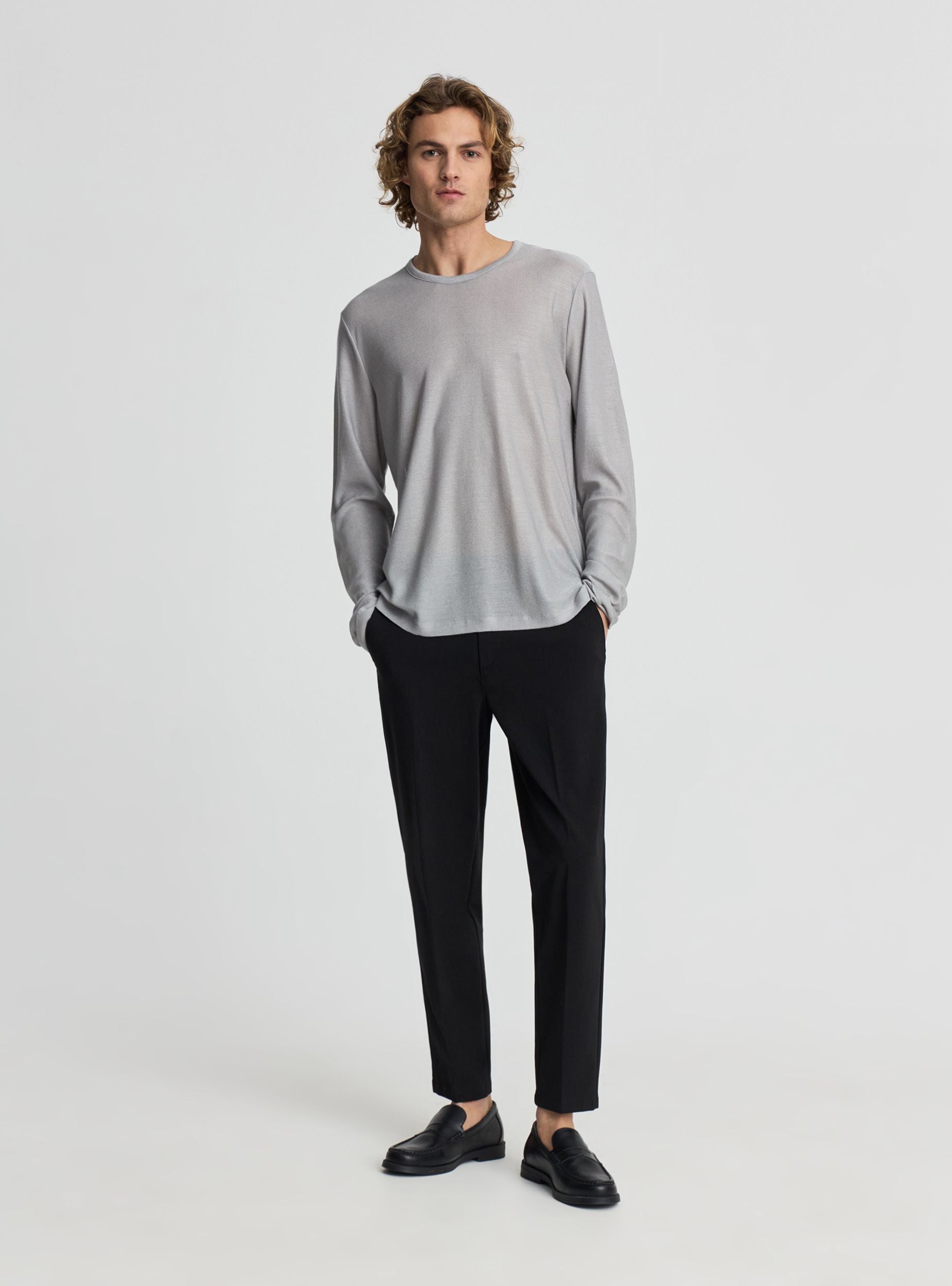 Pantaloni chino a tinta unita con elastico in vita