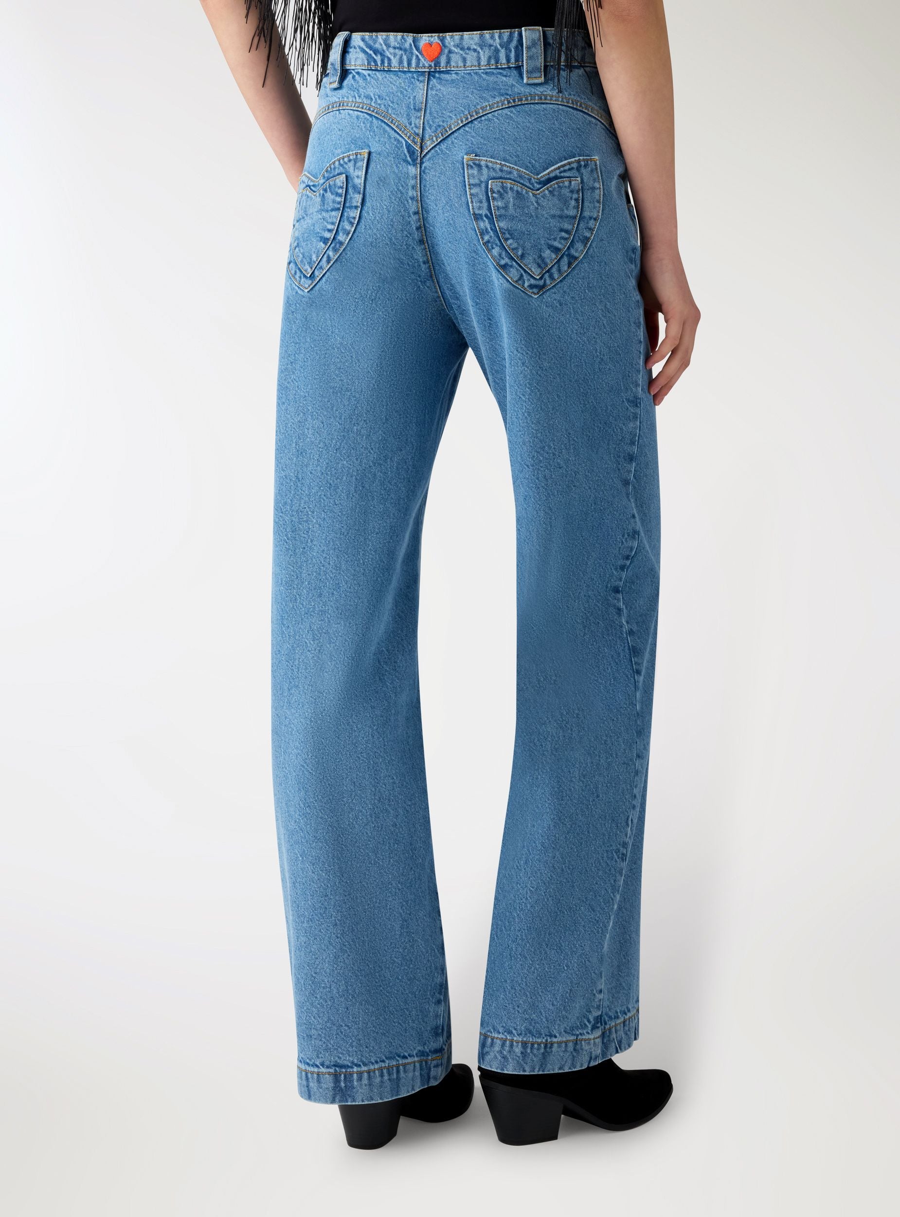 Jeans wide leg con tasche a cuore TRNPOPLAB Blu denim medio