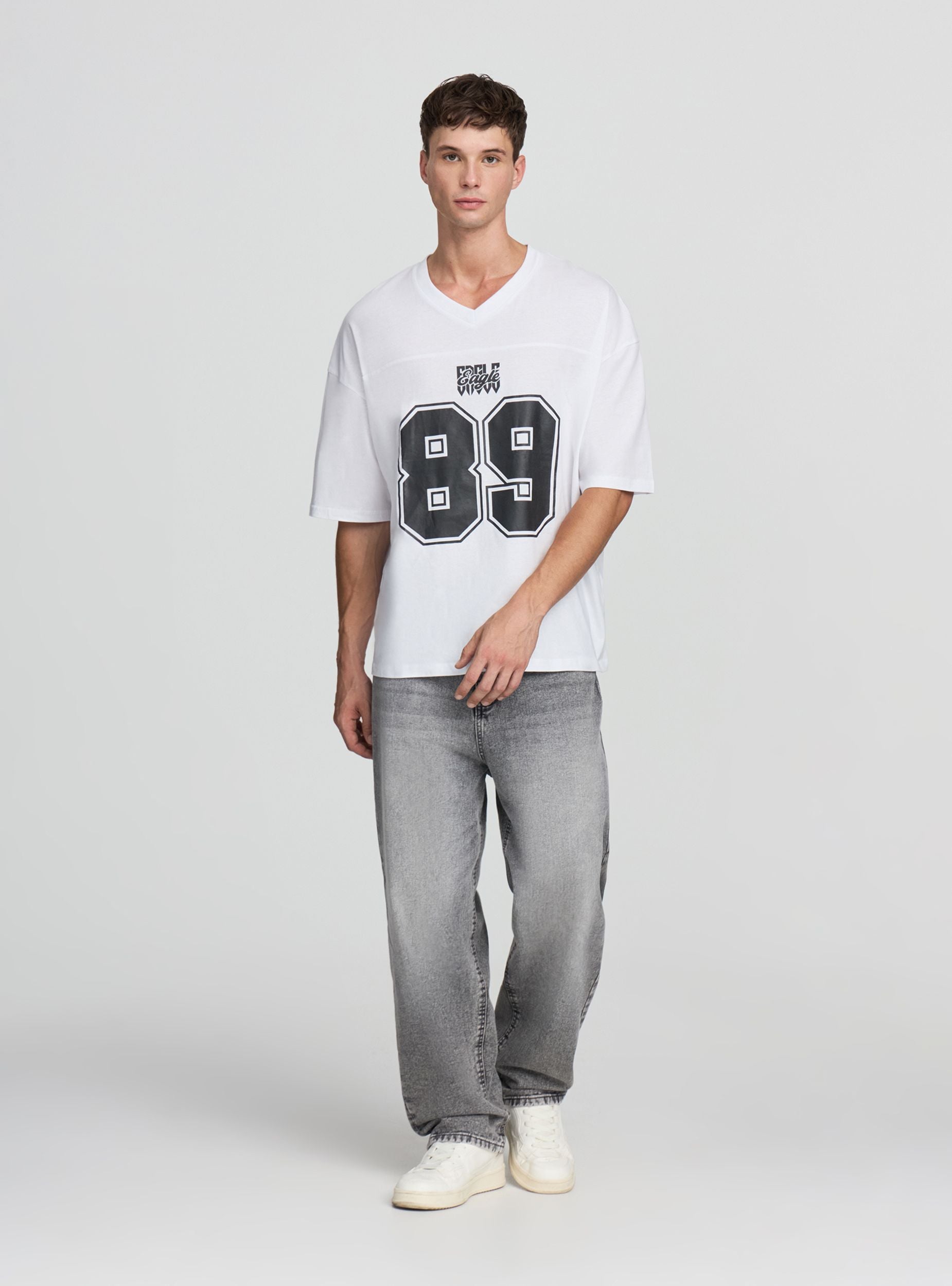 T-shirt boxy fit con numero Bianco ottico