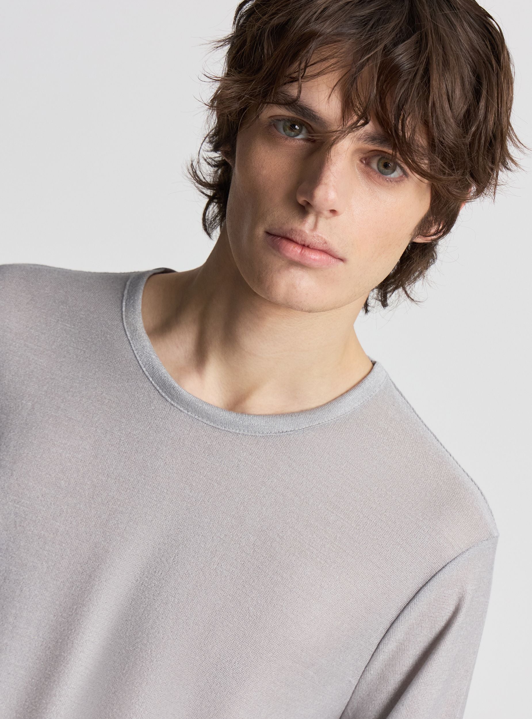 Maglia girocollo effetto luccicante Grigio cemento