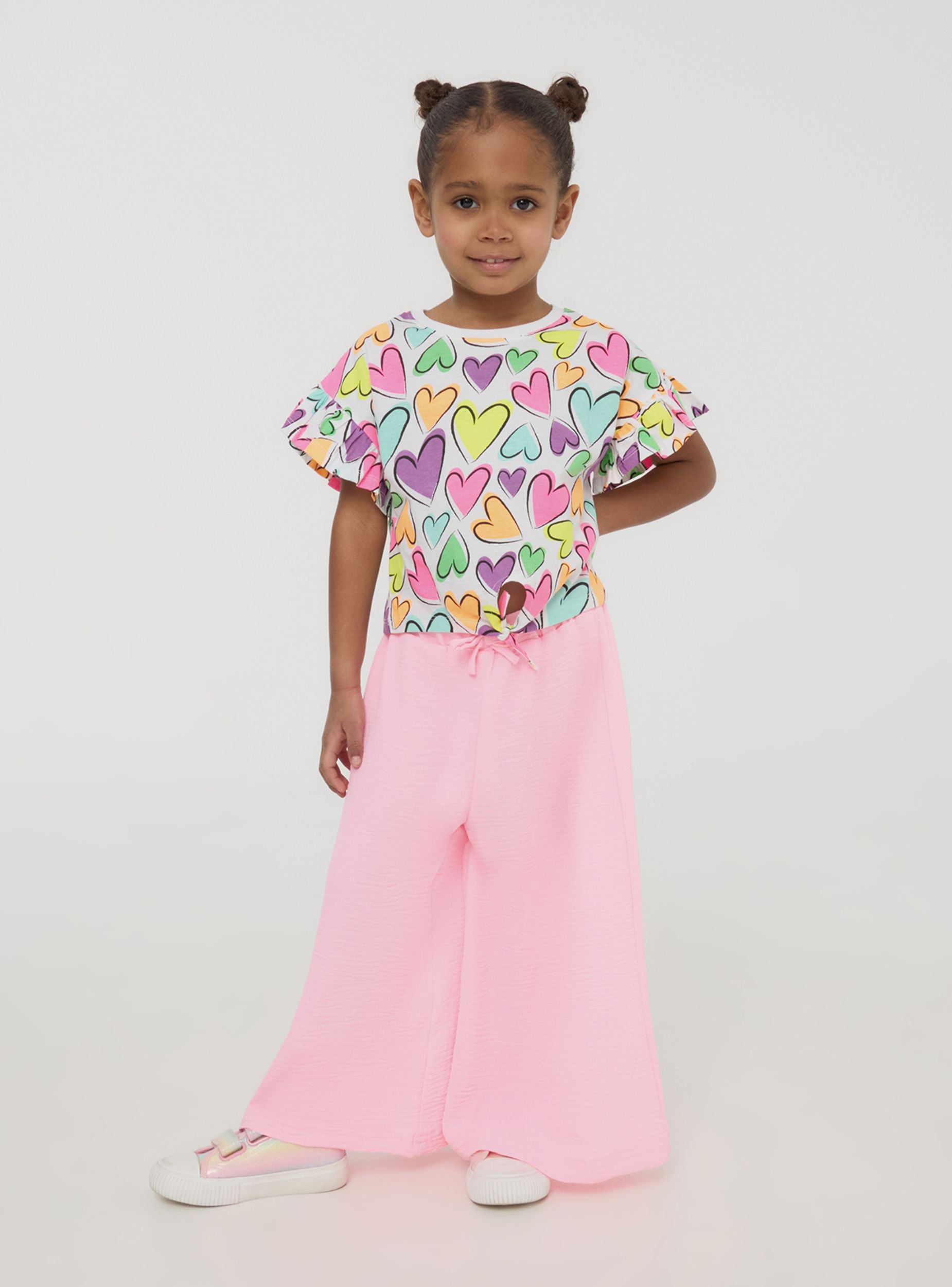 Pantaloni culotte con coulisse Rosa fluo