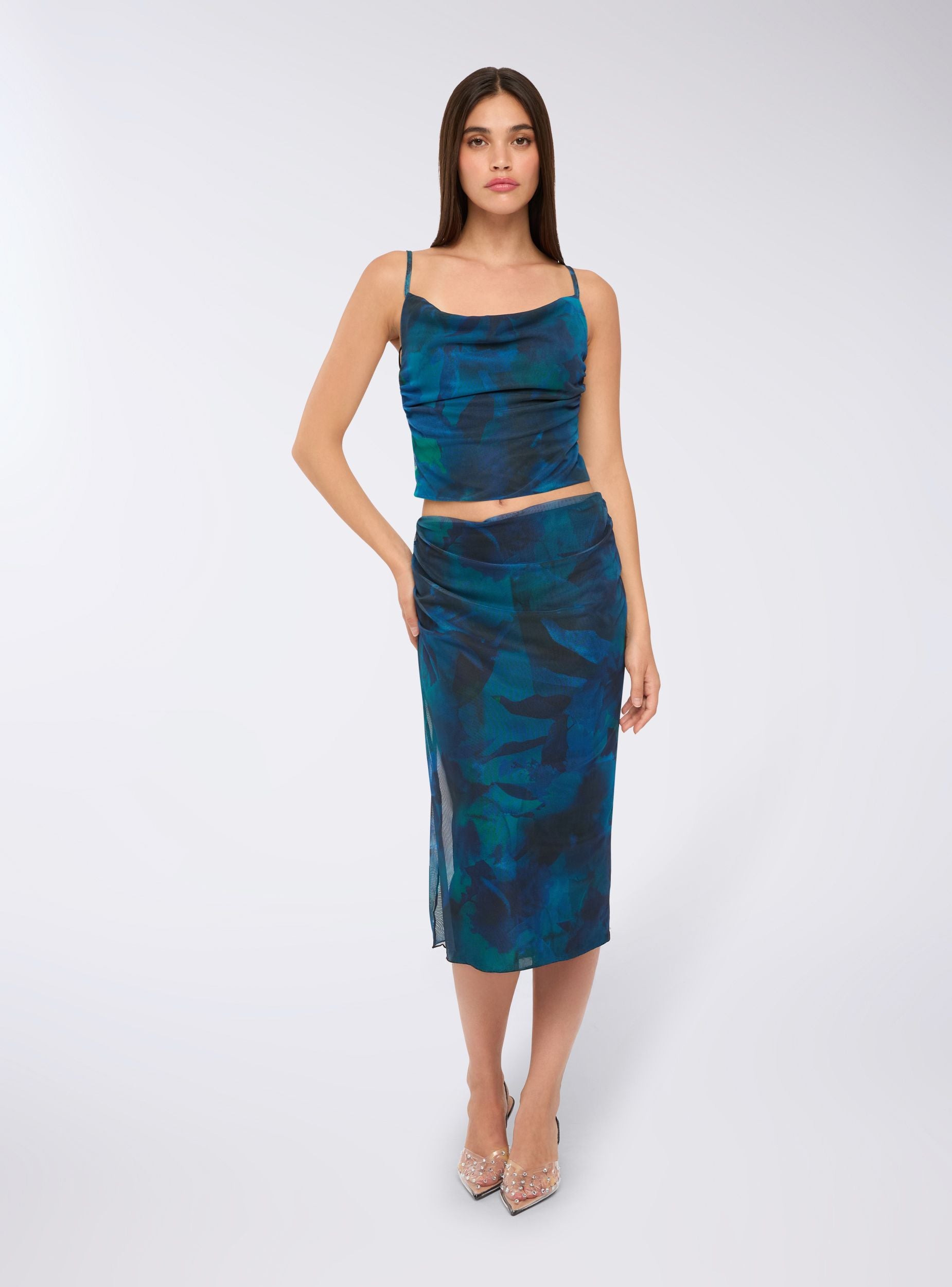 Top fantasia sfumata Var blu donna