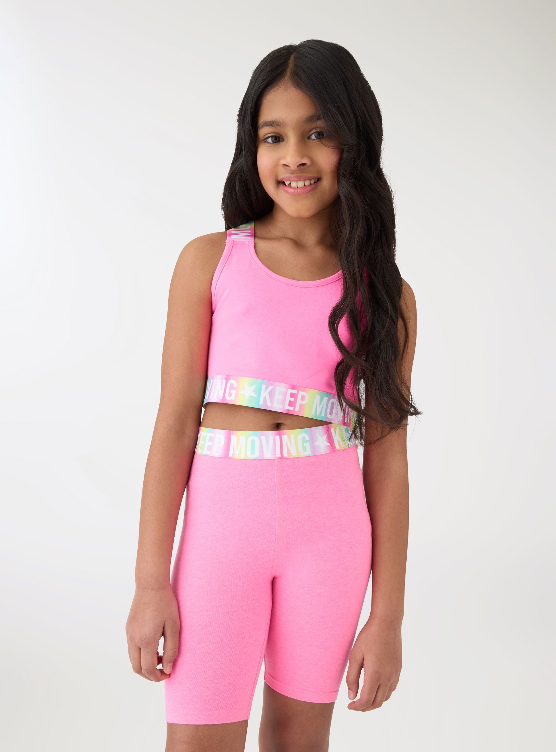 Top crop con spalline incrociate Rosa barbie chiaro donna