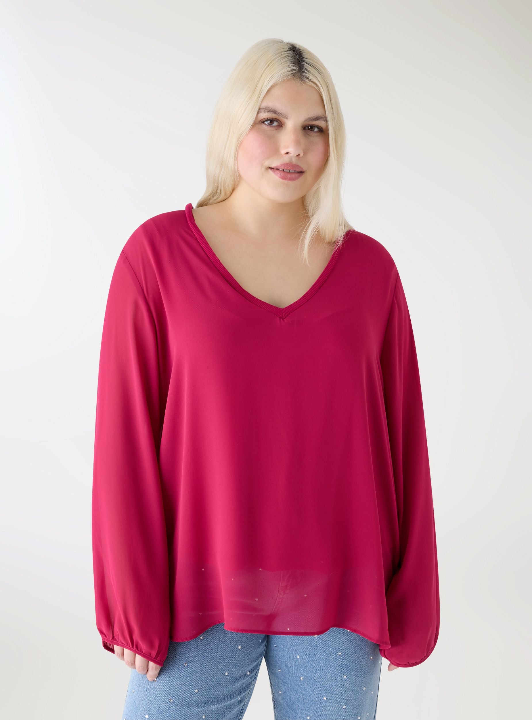 Blusa scollo a V Fucsia scuro