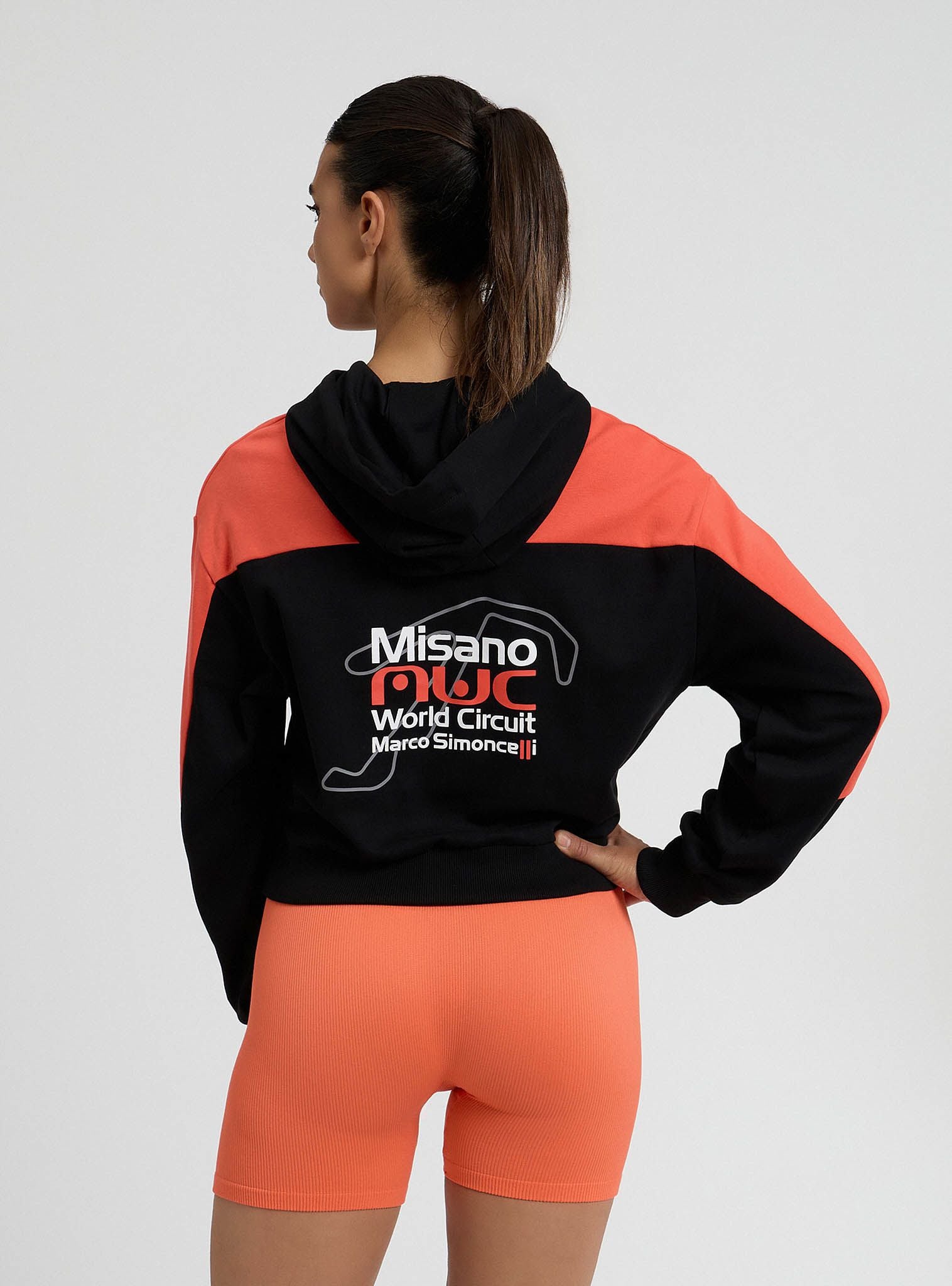Felpa crop con cappuccio e logo MWC