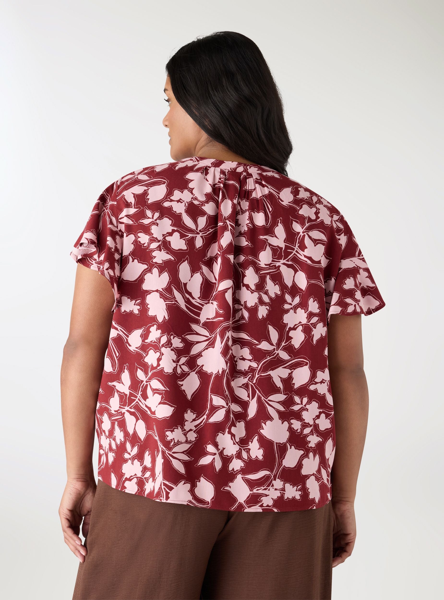 Blusa con stampa floreale Var rosso india