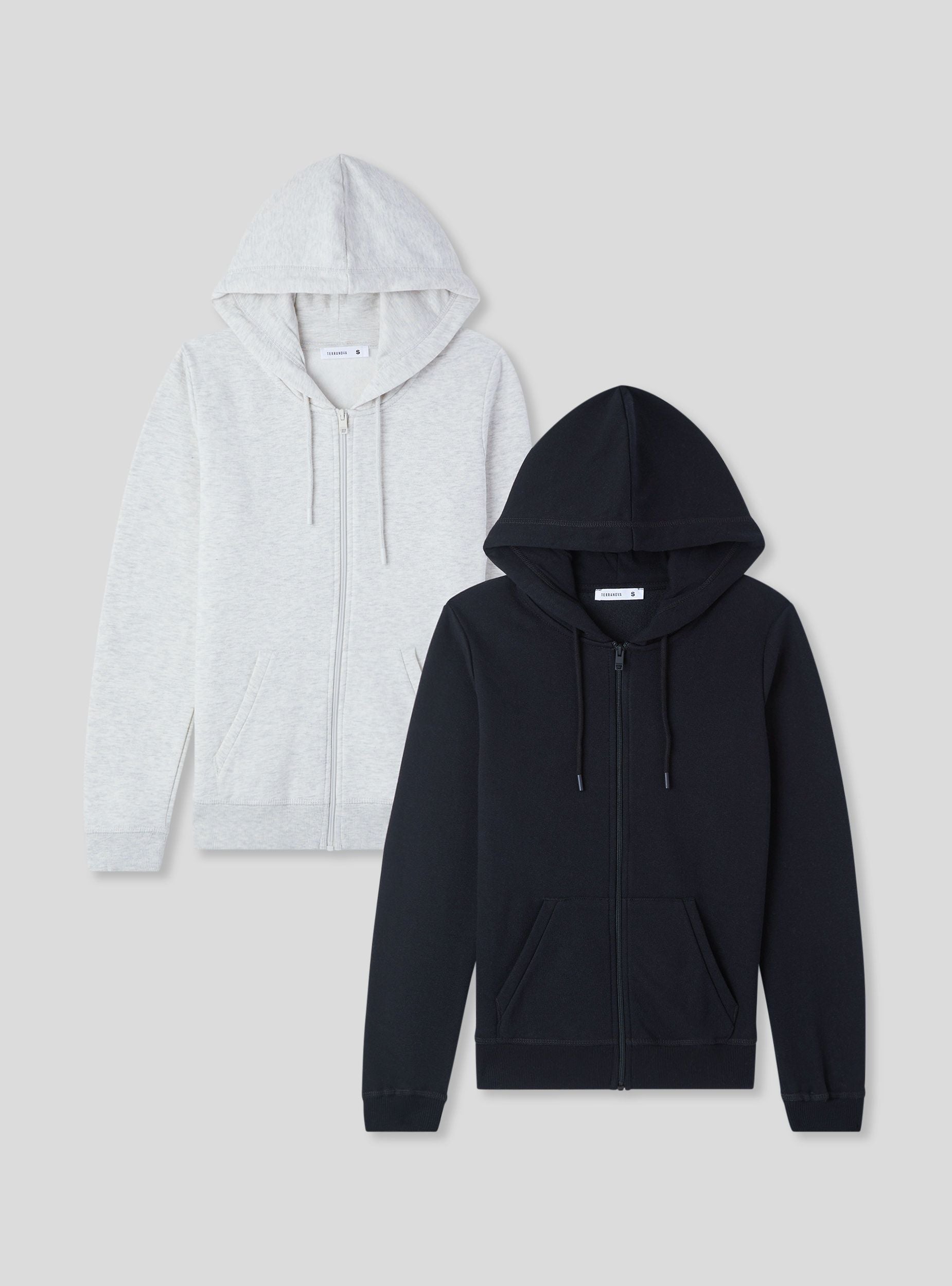 Pack 2 felpe pesanti con cappuccio e zip 1x Avorio, 1x