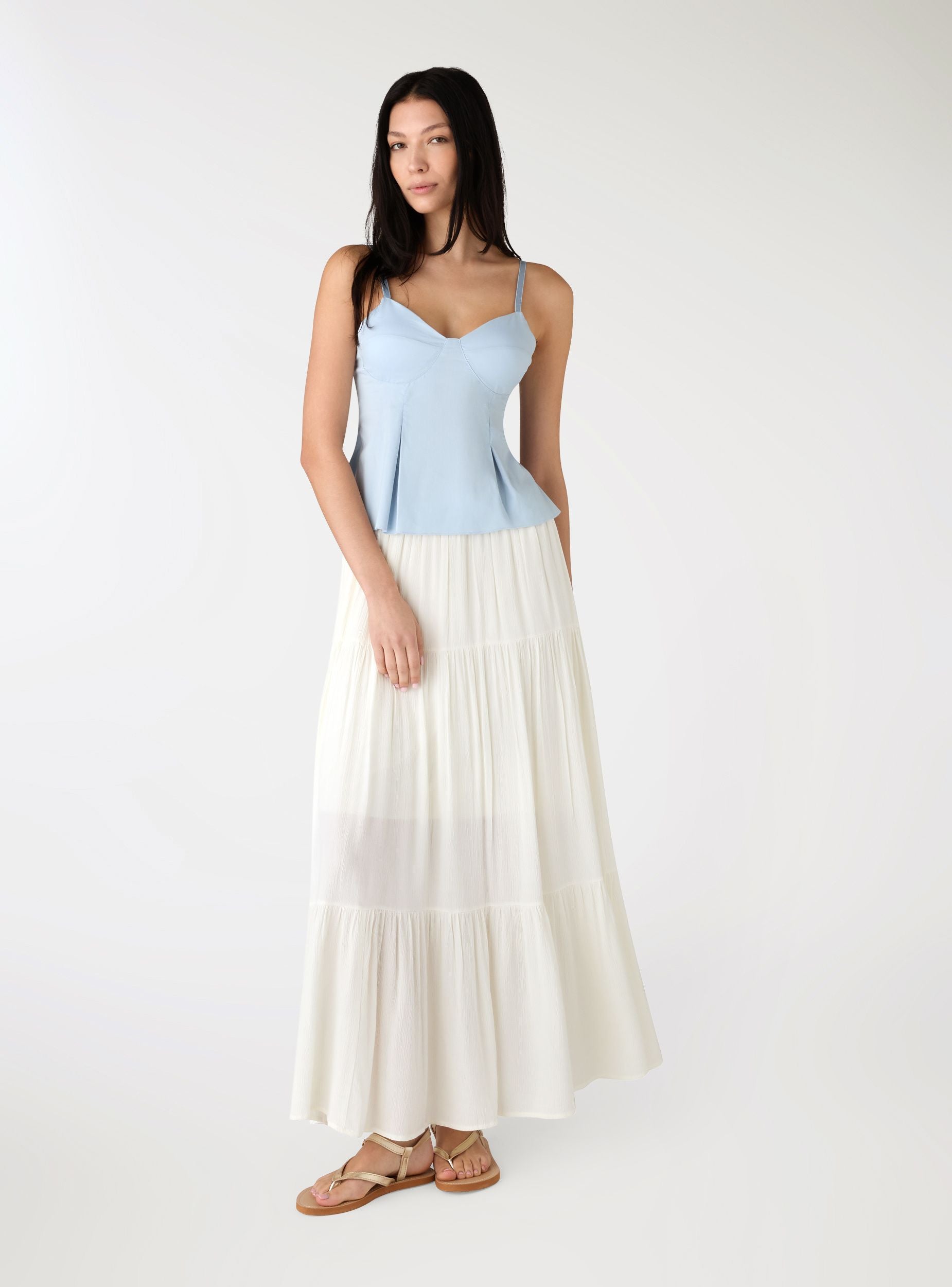 Top bustier tinta unita cotone popeline donna
