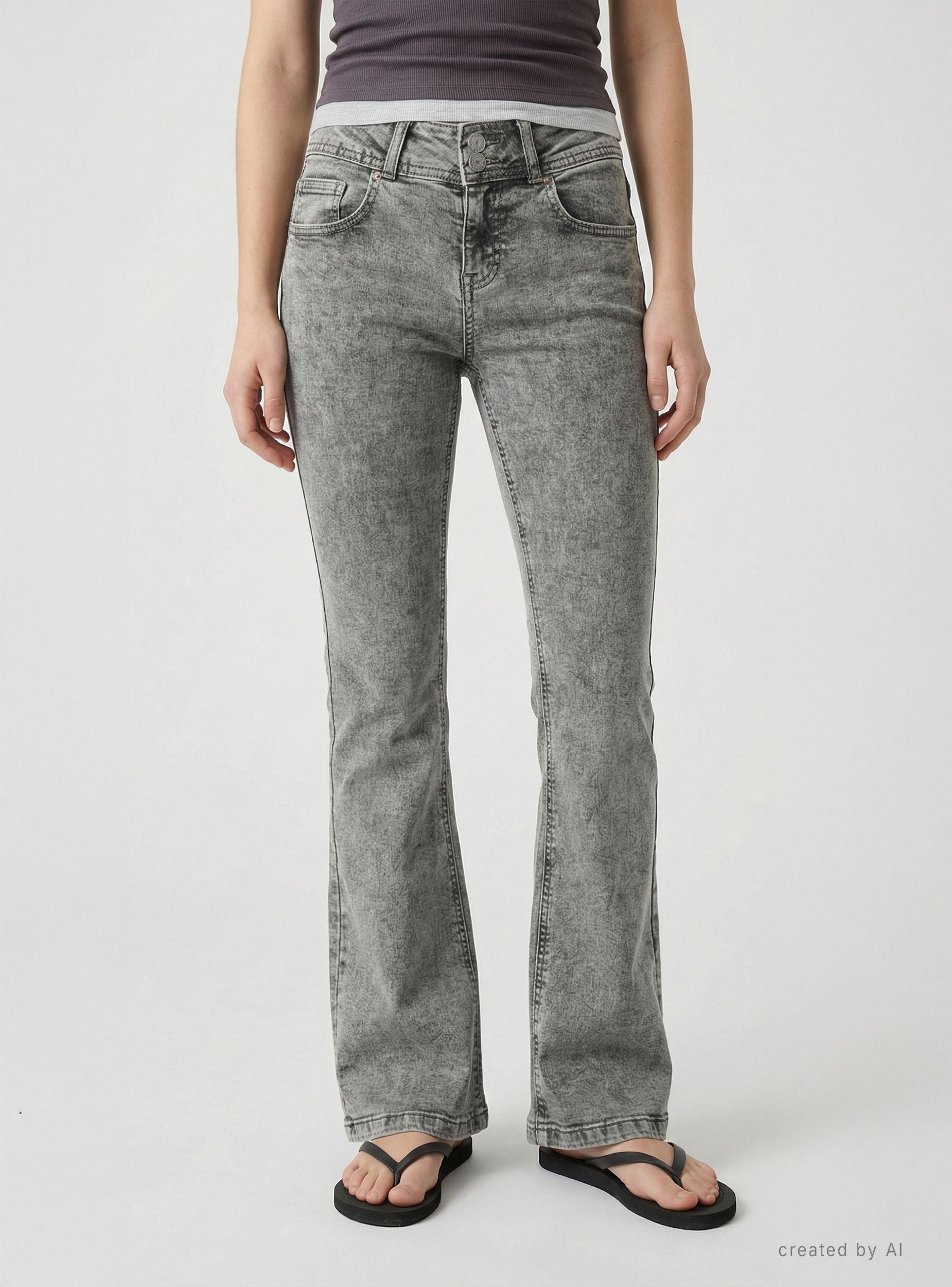 Jeans a zampa a vita bassa Grigio denim
