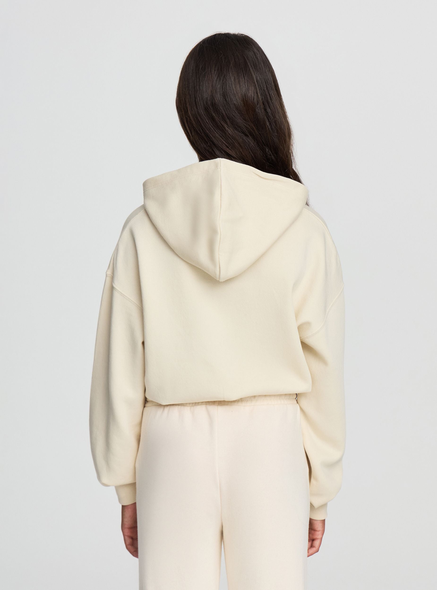 Felpa crop con cappuccio e coulisse