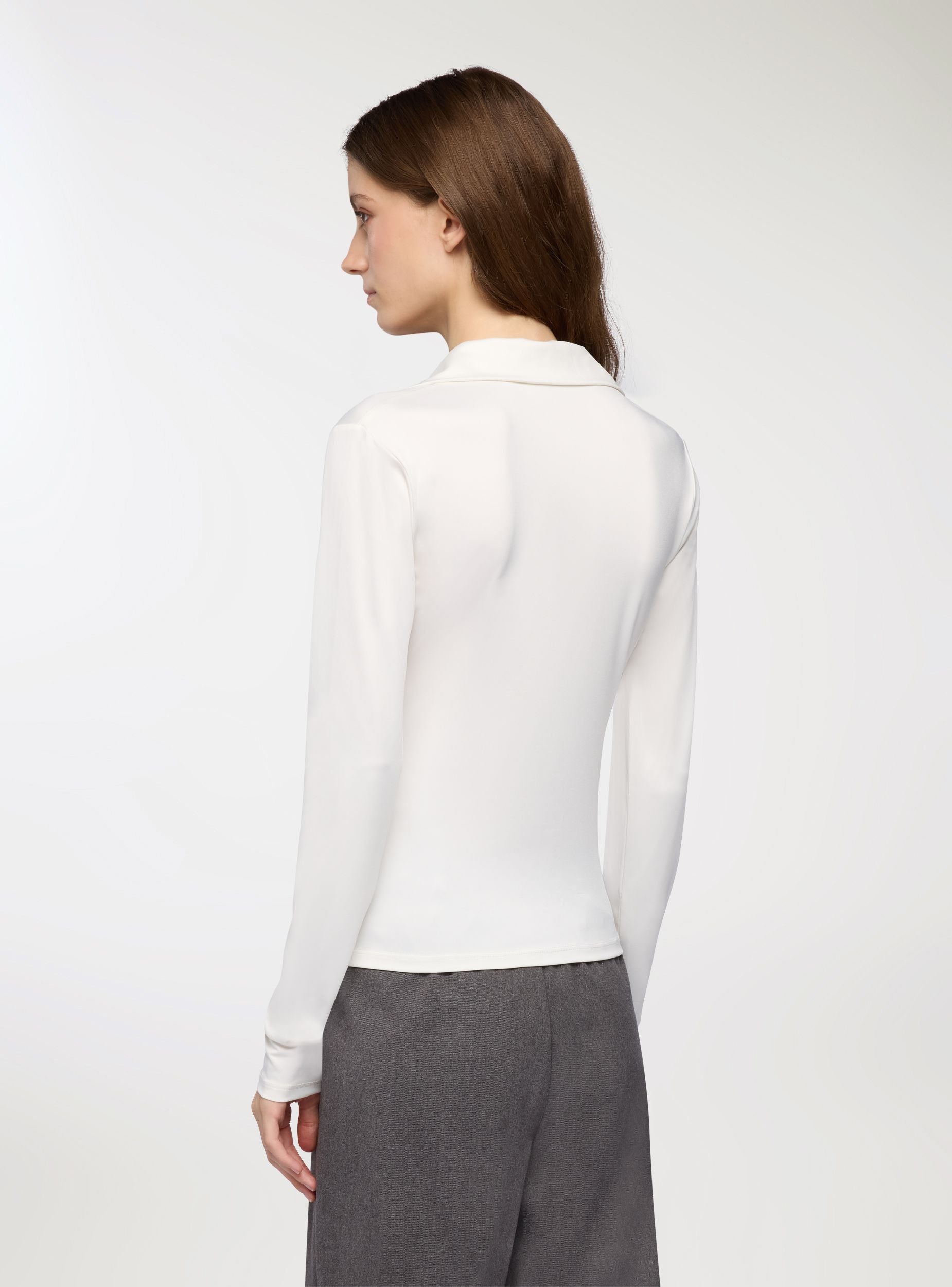 Polo elasticizzata tinta unita Bianco lana