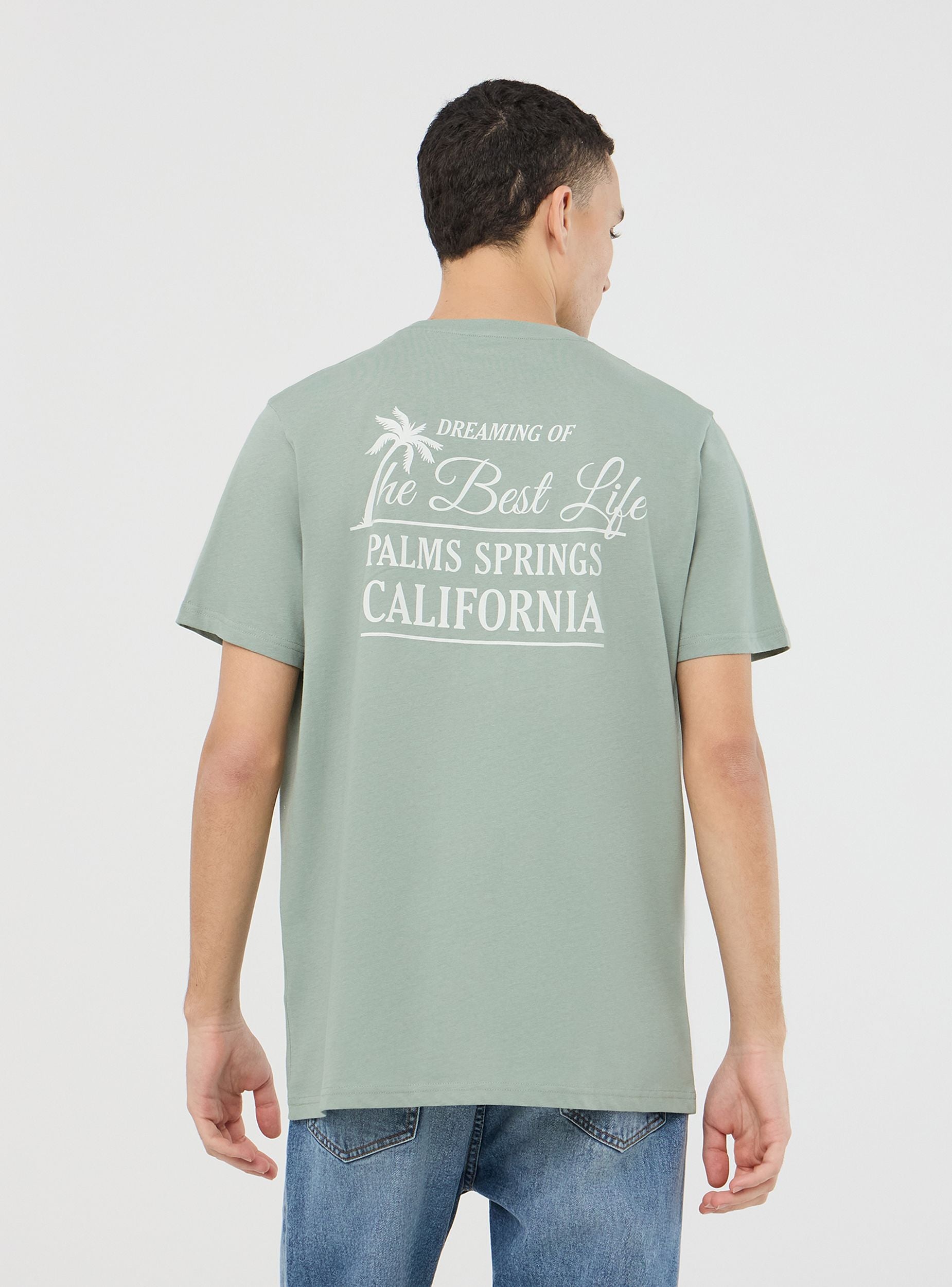 T-shirt con scritte fronte/retro Verde pastello uomo