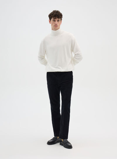 Chino trousers with ribbed velvet elastic waistband
