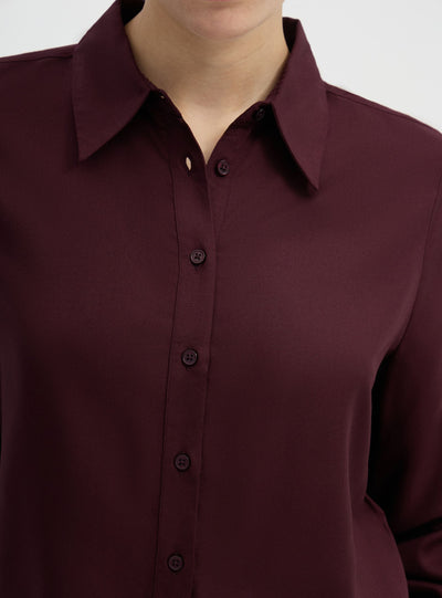 Camicia crop a tinta unita