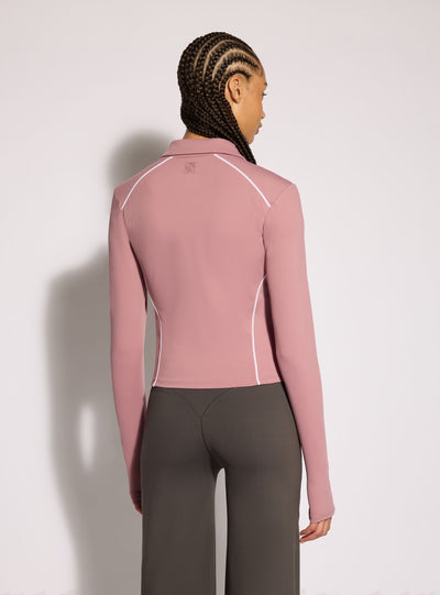Felpa sportiva con zip e profili a contrasto