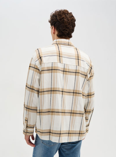 Camicia manica lunga a quadri con taschino