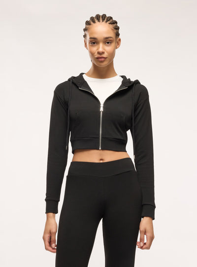 Felpa crop con cappuccio e zip