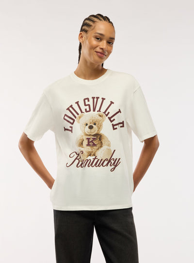 T-shirt ampia con stampa orsetto college