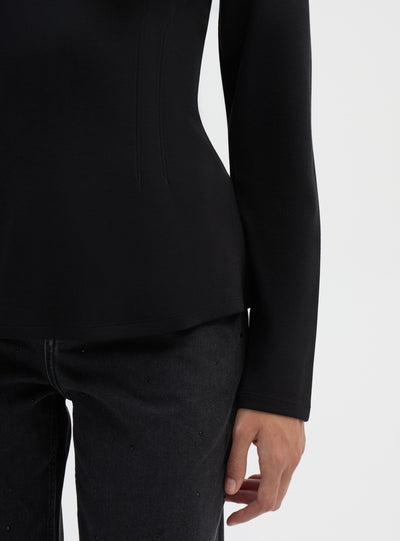 T-shirt a maniche lunghe con scollo a V