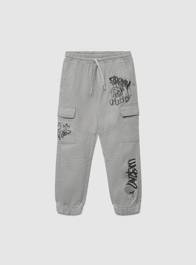 Pantaloni cargo con stampa graffiti