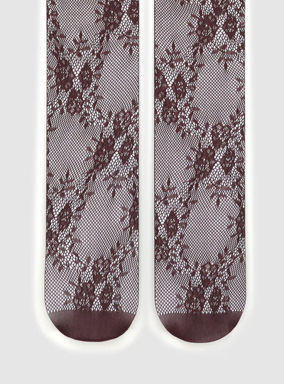 Collant in pizzo con motivo floreale