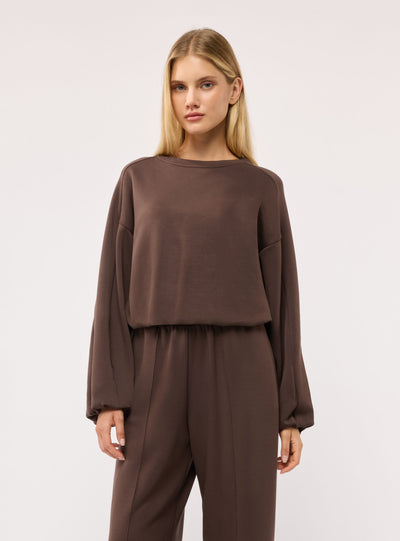Felpa crop con maniche a palloncino
