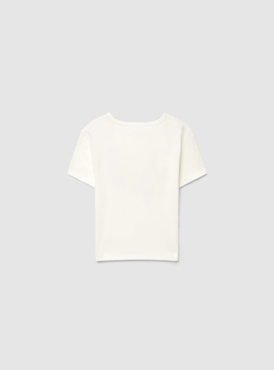 T-shirt crop con stampa college